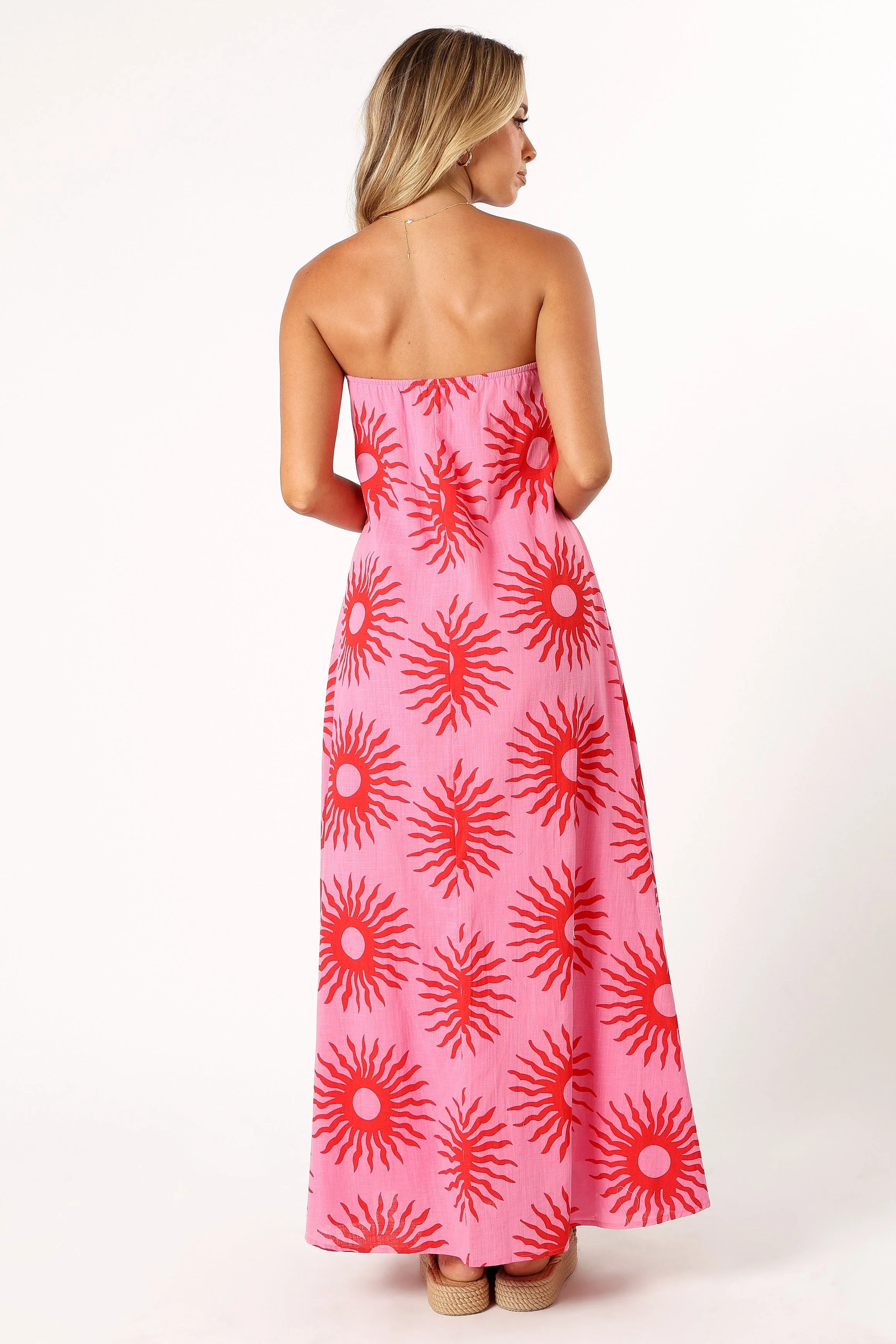 Steph Maxi Dress - Pink Red Sun Print