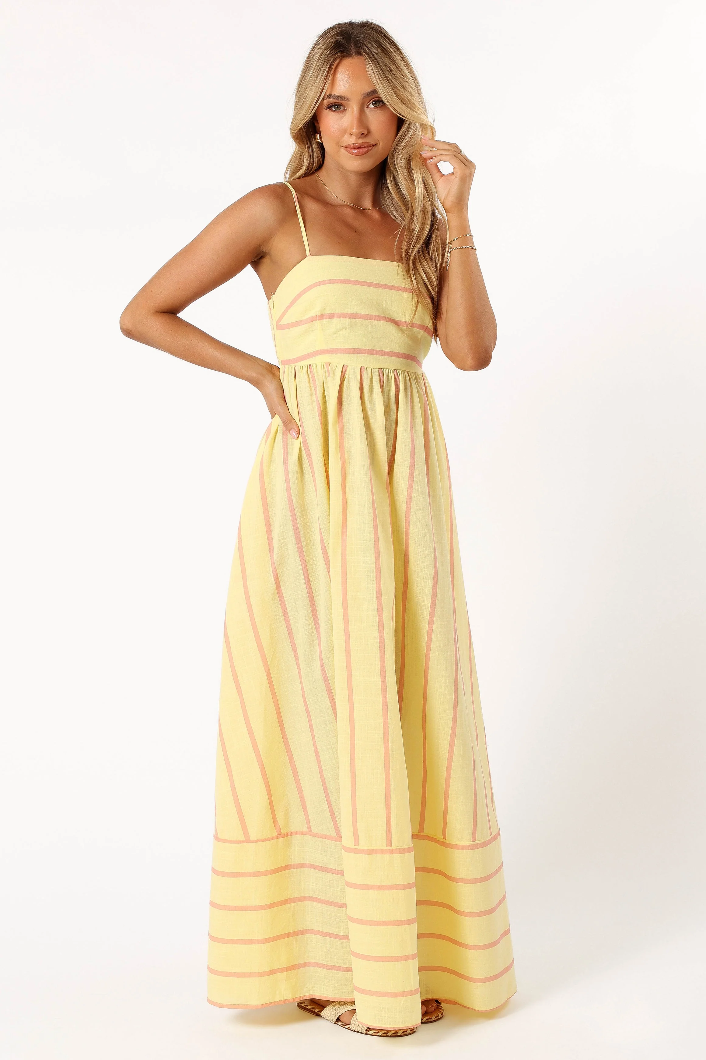 Pixie Maxi Dress - Yellow Pink Stripe
