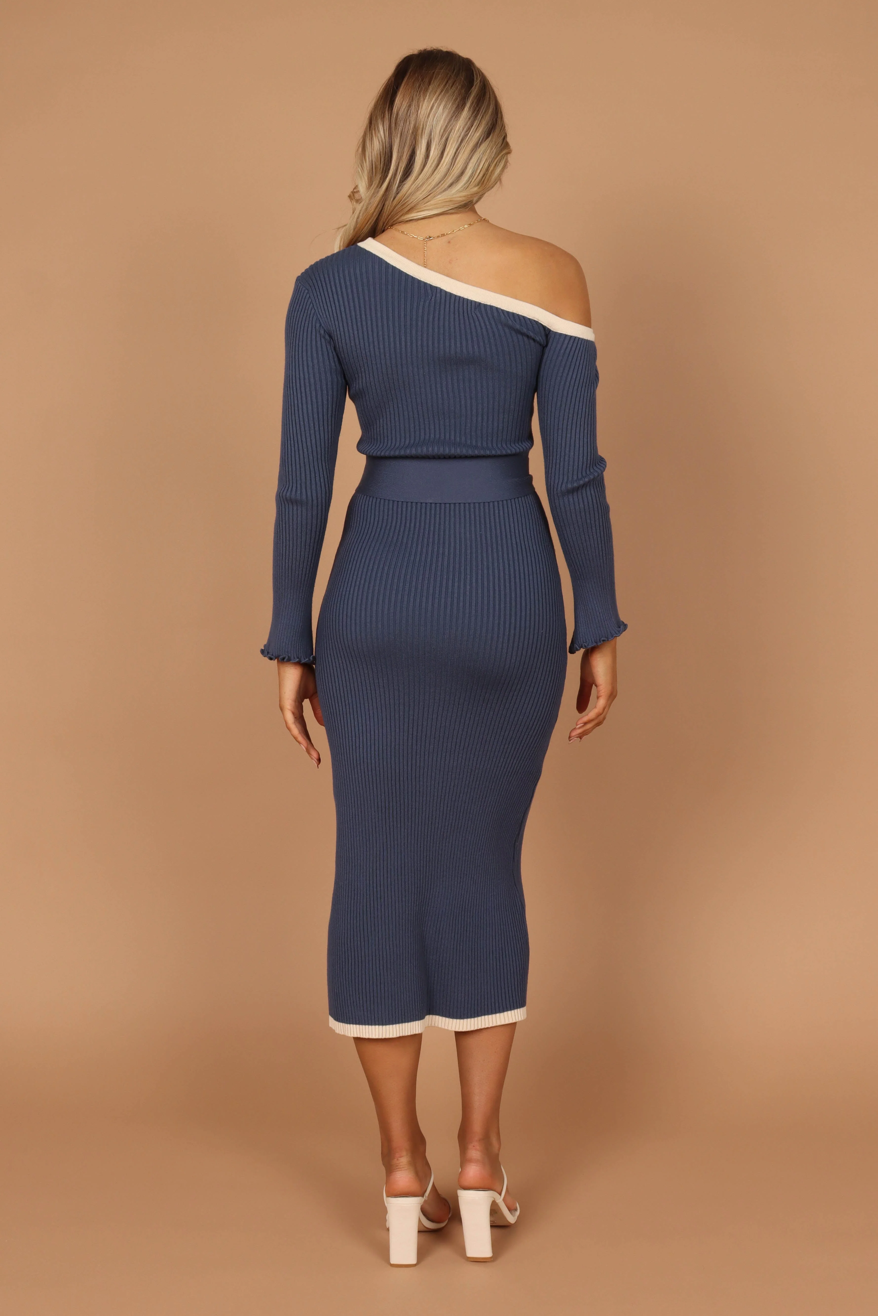 Milan Off Shoulder Midi Dress - Midnight Blue