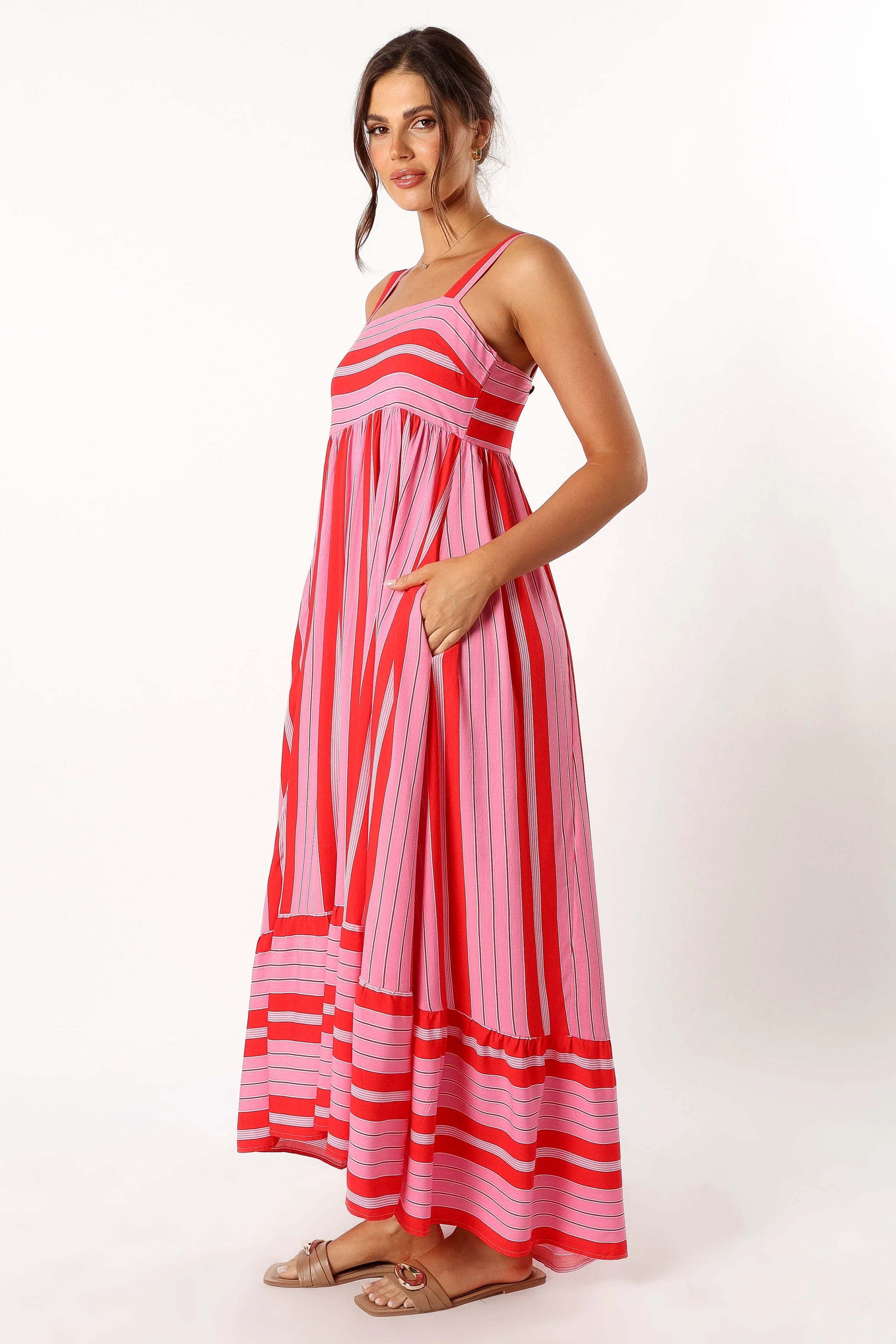 Aurelia Midi Dress - Pink Stripe