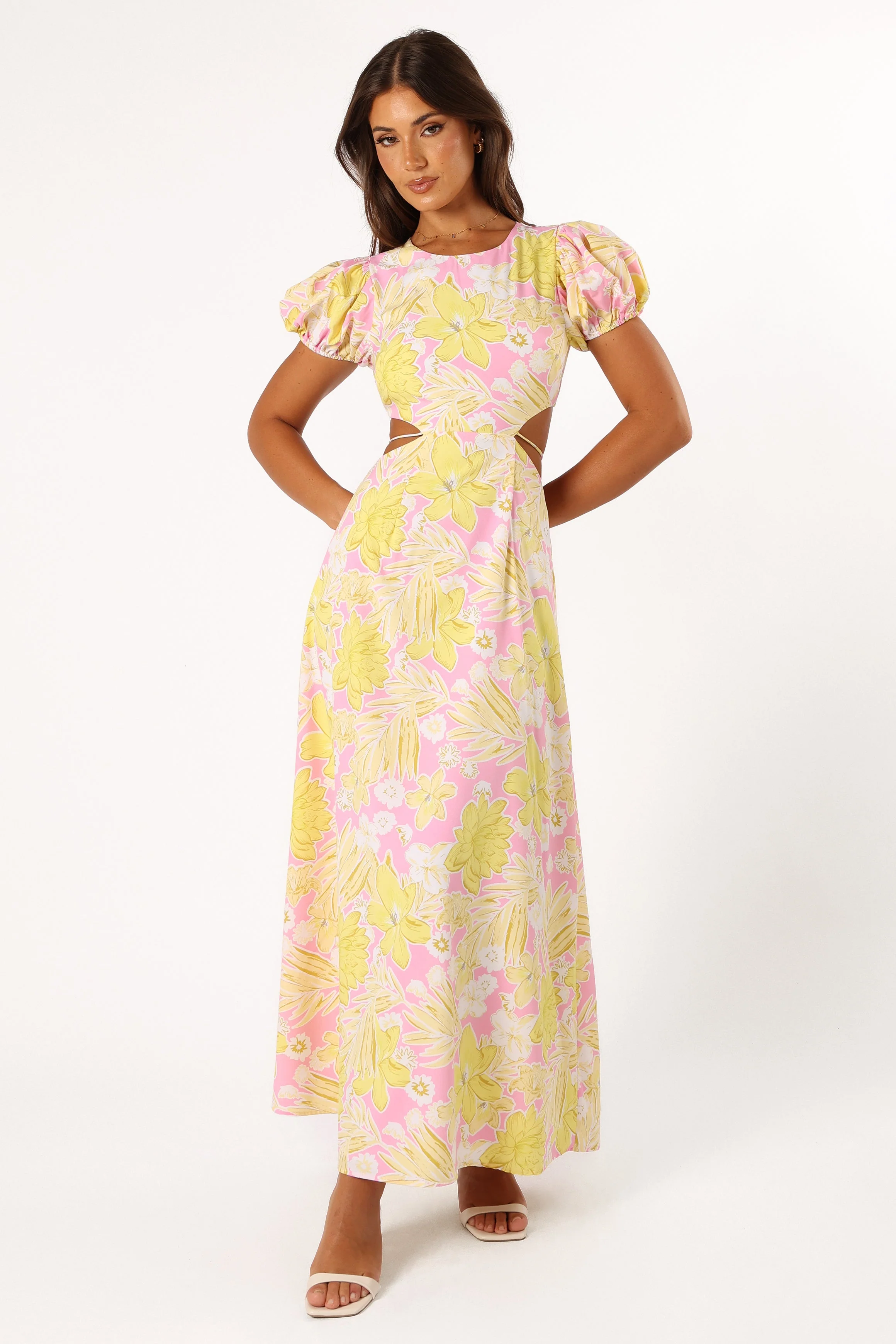 Noella Cut Out Midi Dress - Lime Pink