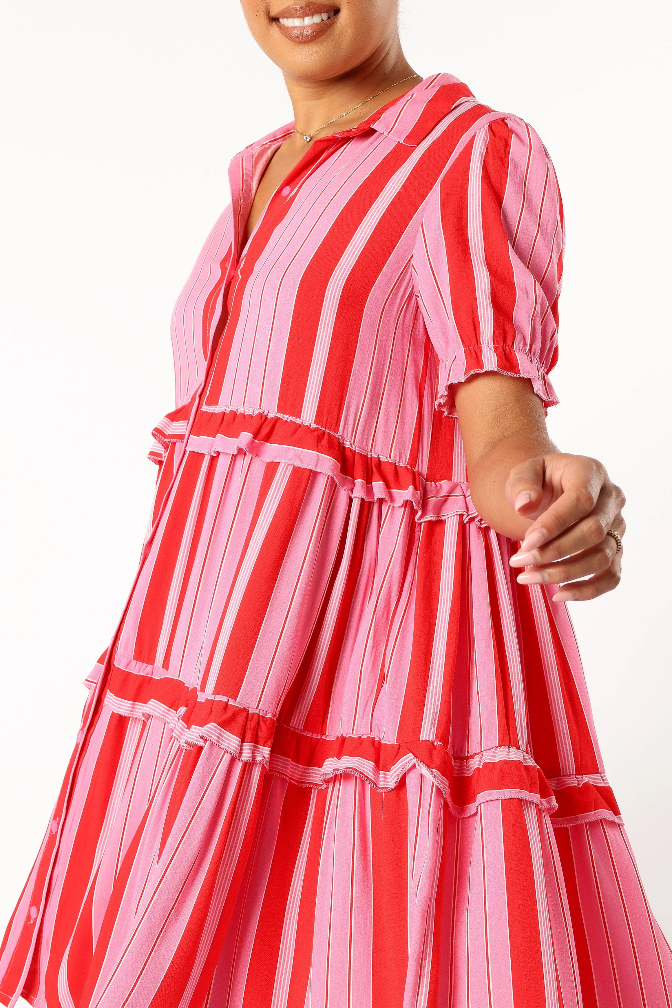 Aurora Mini Dress - Pink Stripe