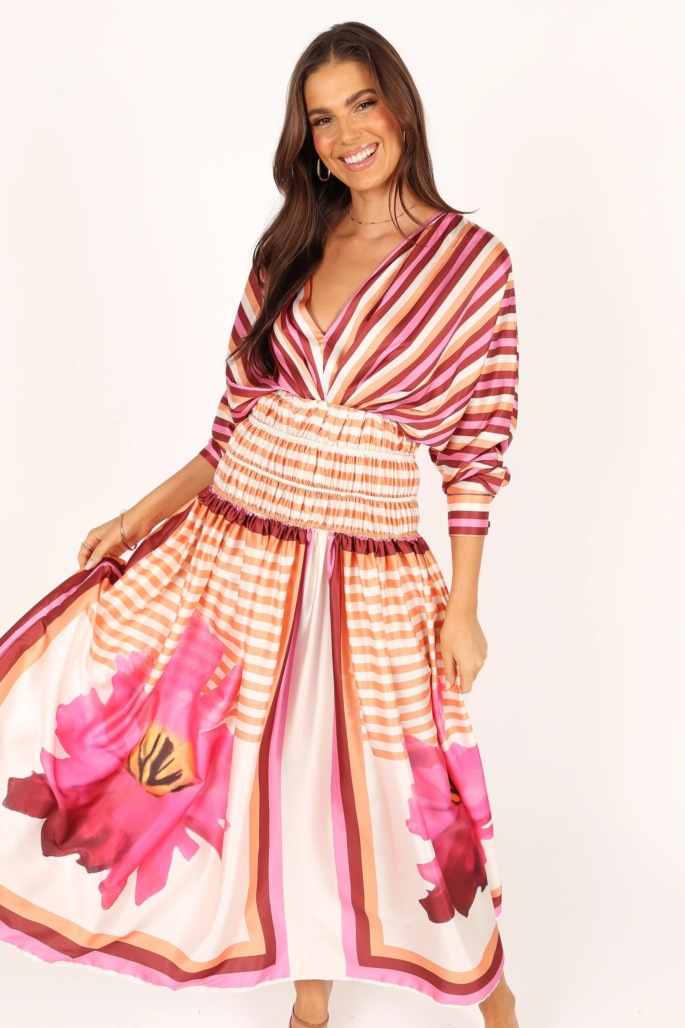 Emilia Long Sleeve Maxi Dress - Pink Stripe