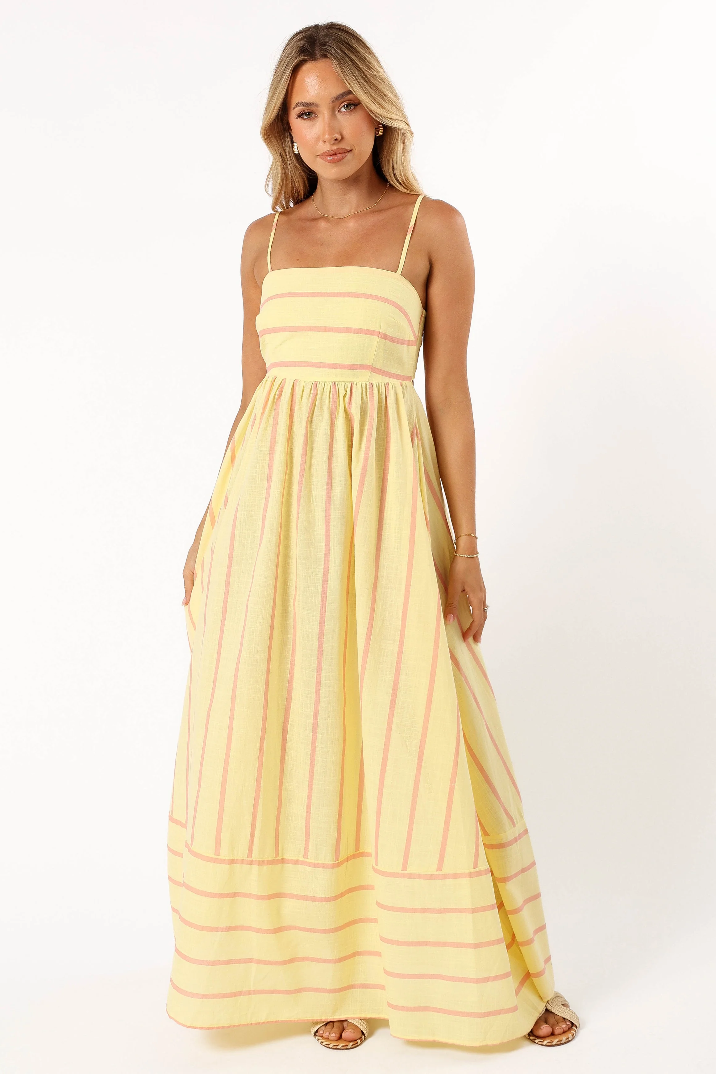 Pixie Maxi Dress - Yellow Pink Stripe