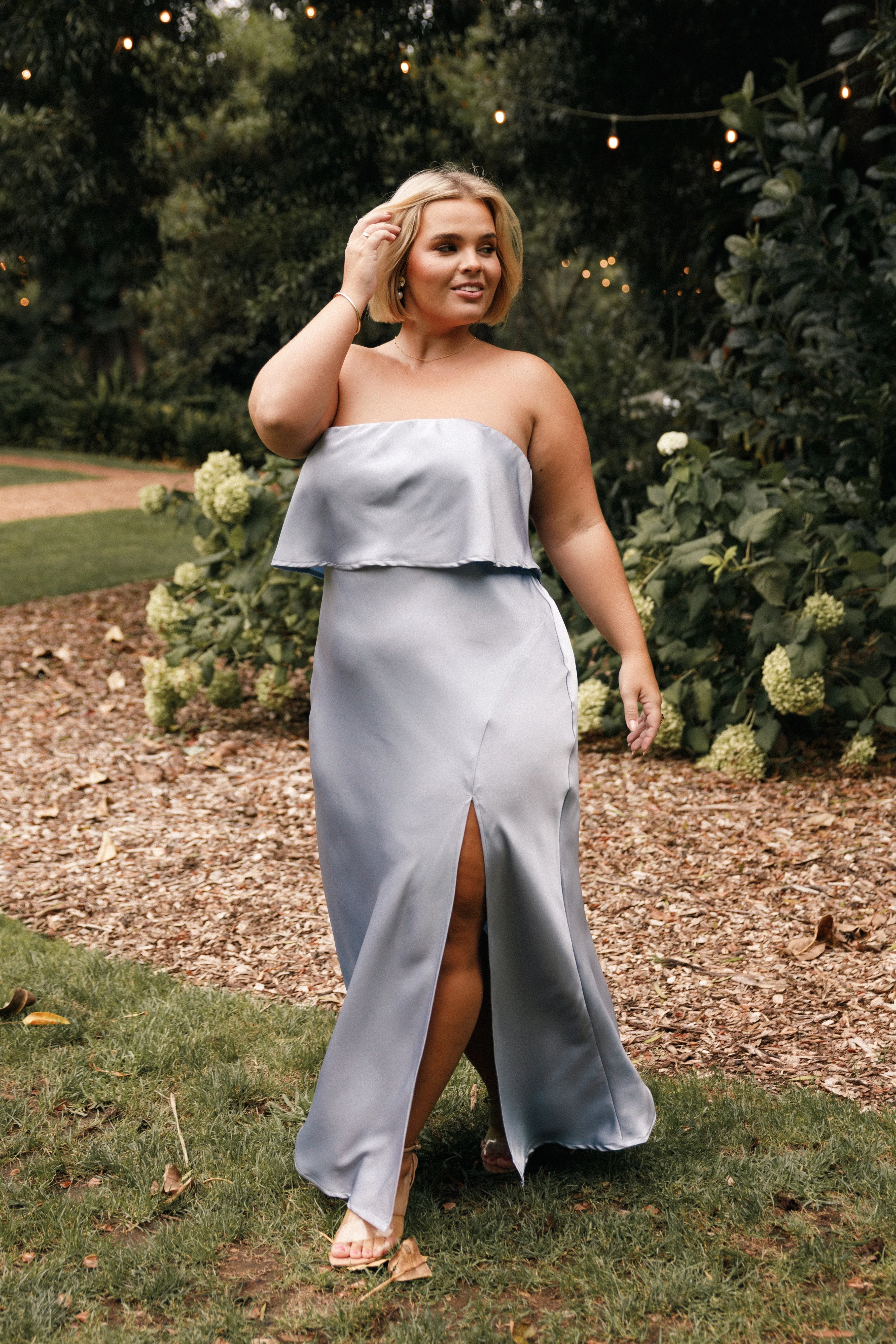 Vienna Strapless Midi Dress - Blue