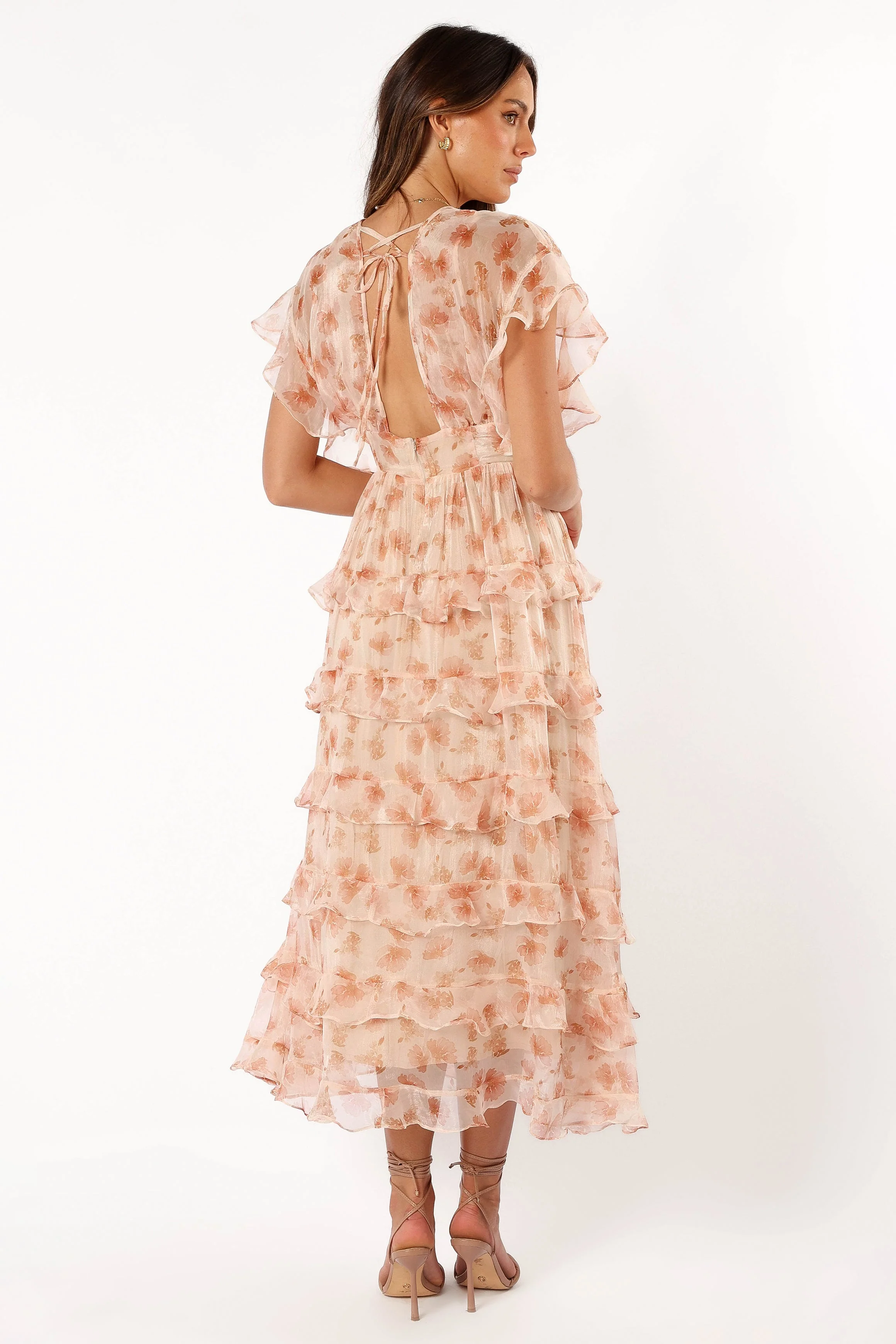 Wendi Ruffle Dress - Dark Peach Floral