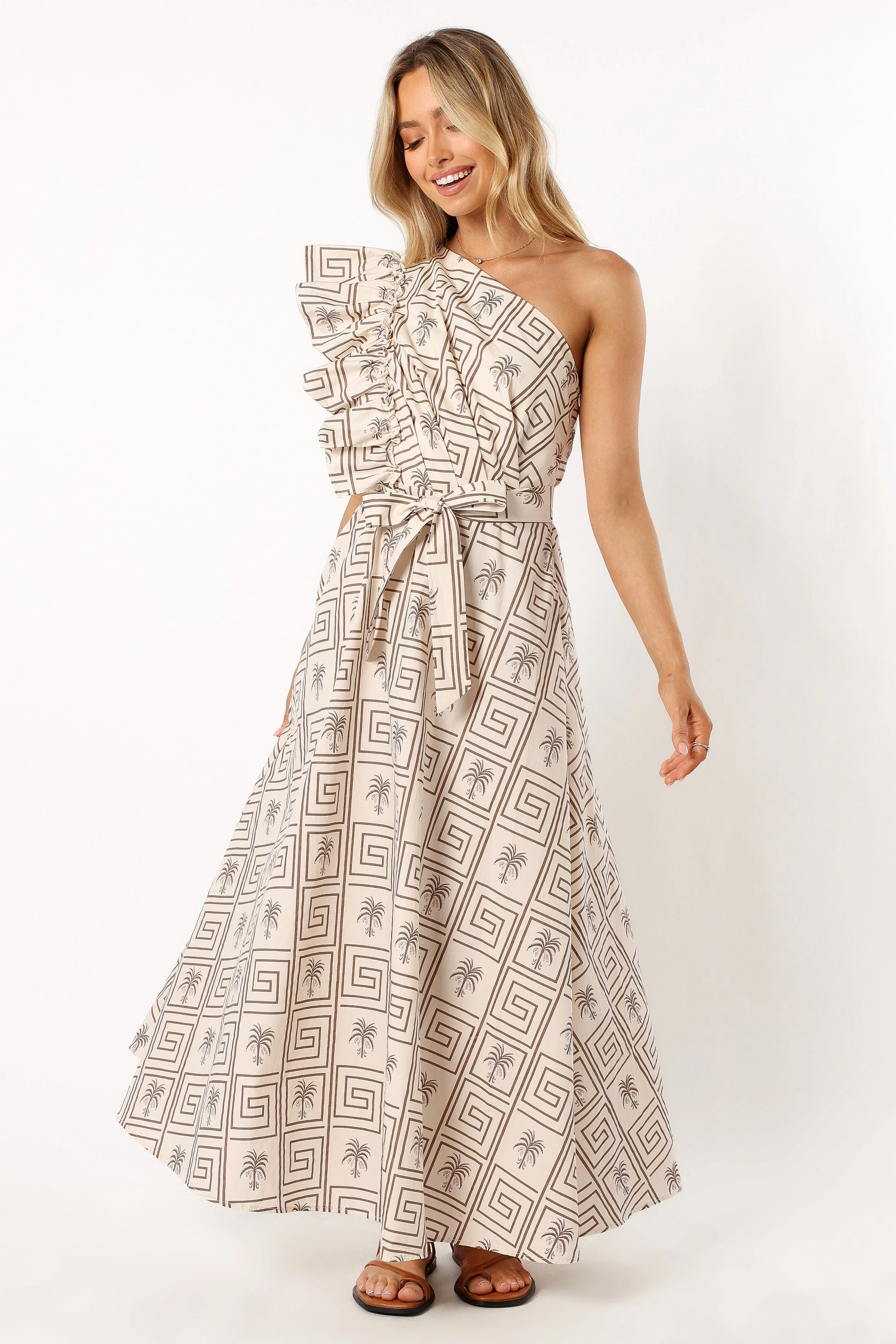 Holland One Shoulder Midi Dress - Cream