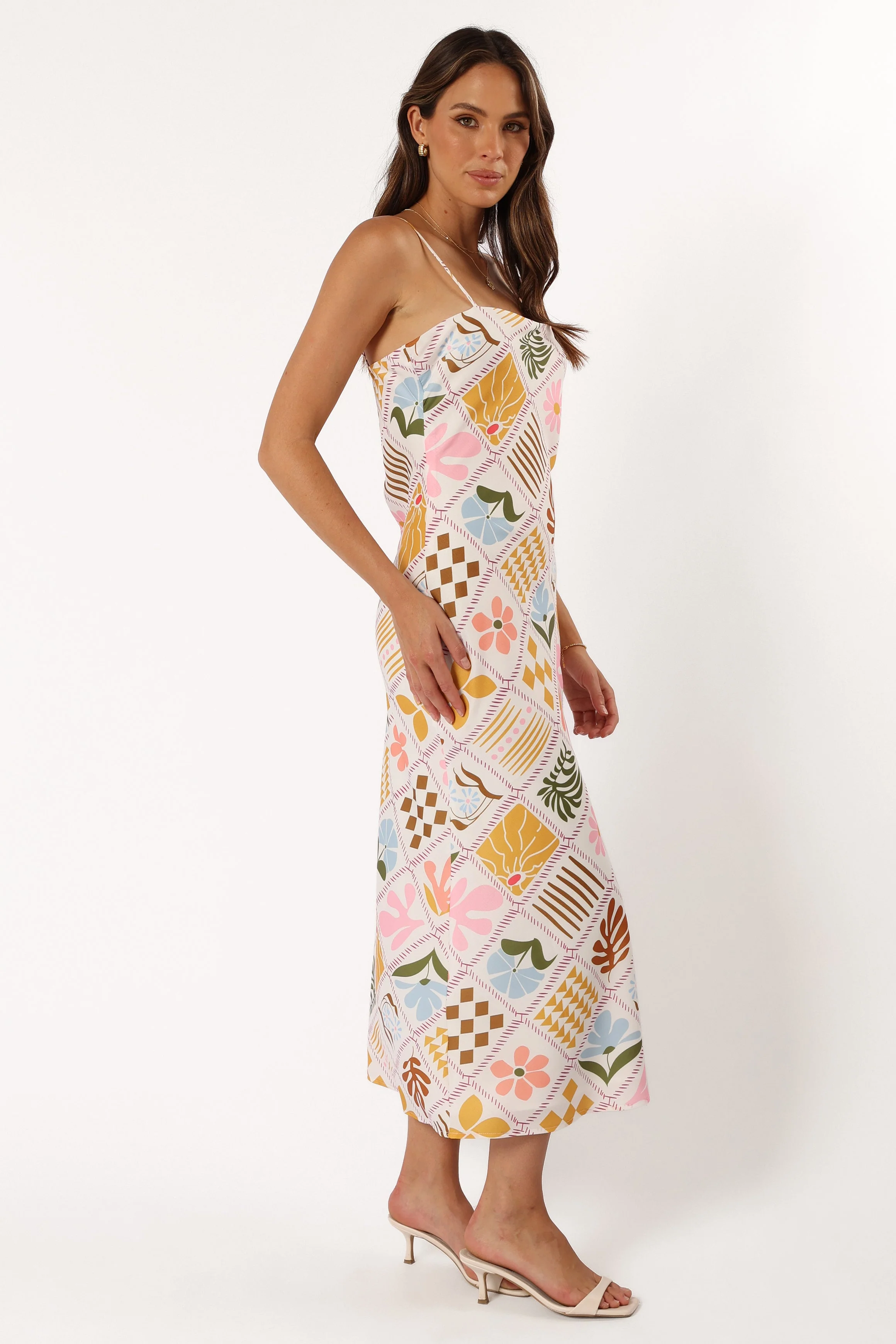 Darlene Maxi Slip Dress - White Multi