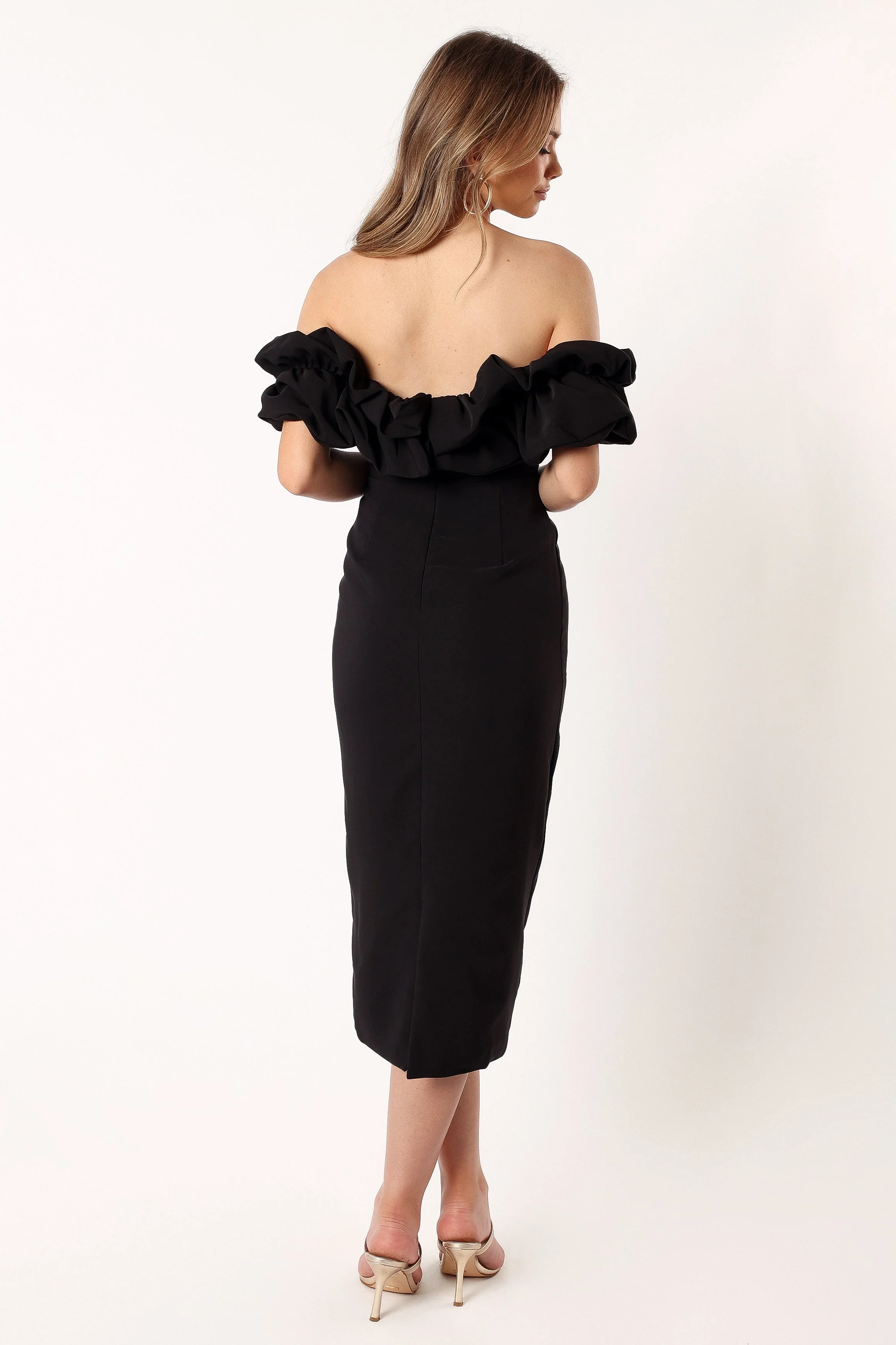 Phoebe Off Shoulder Midi Dress - Black