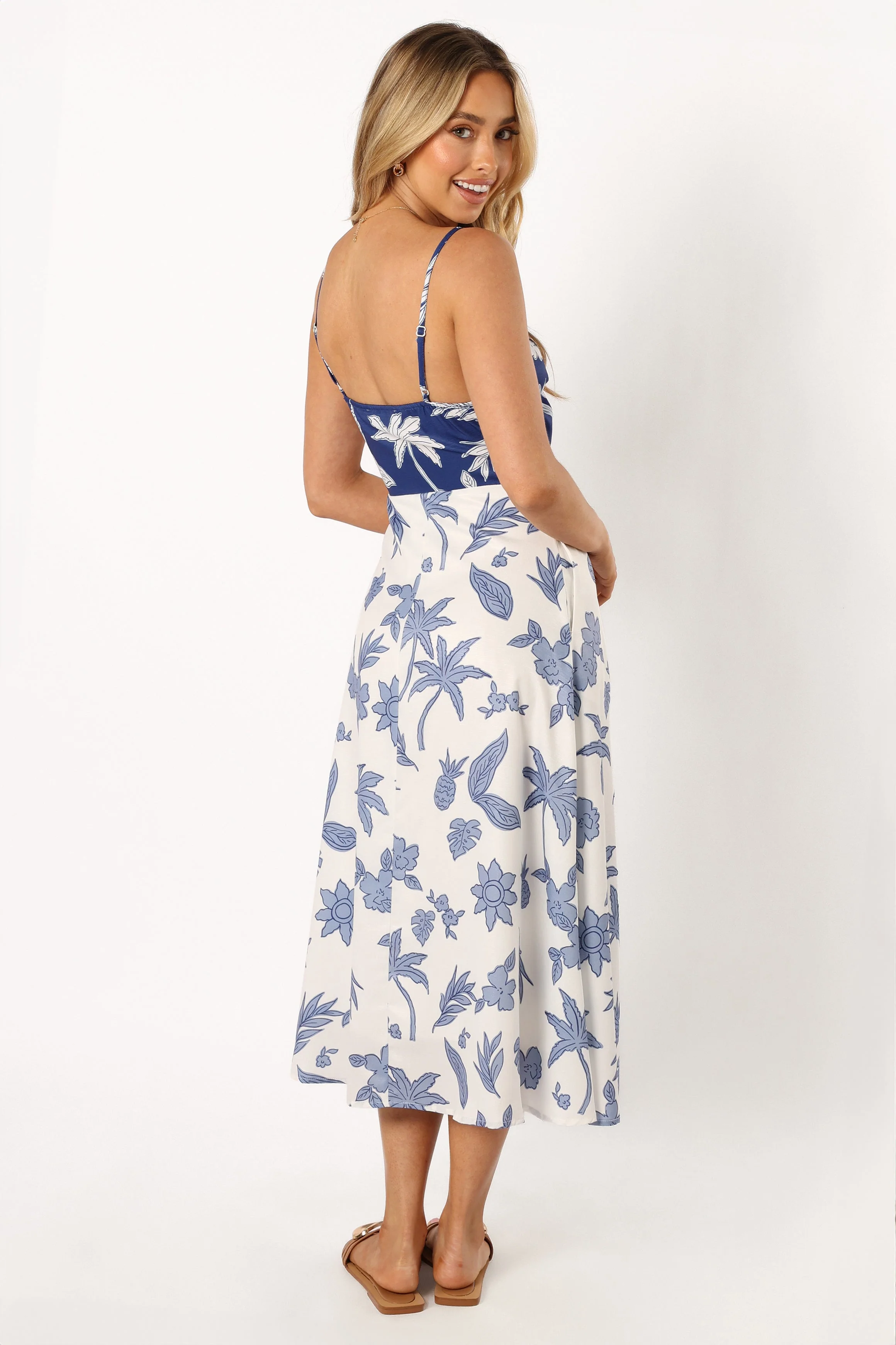 Lothora Midi Dress - Navy White