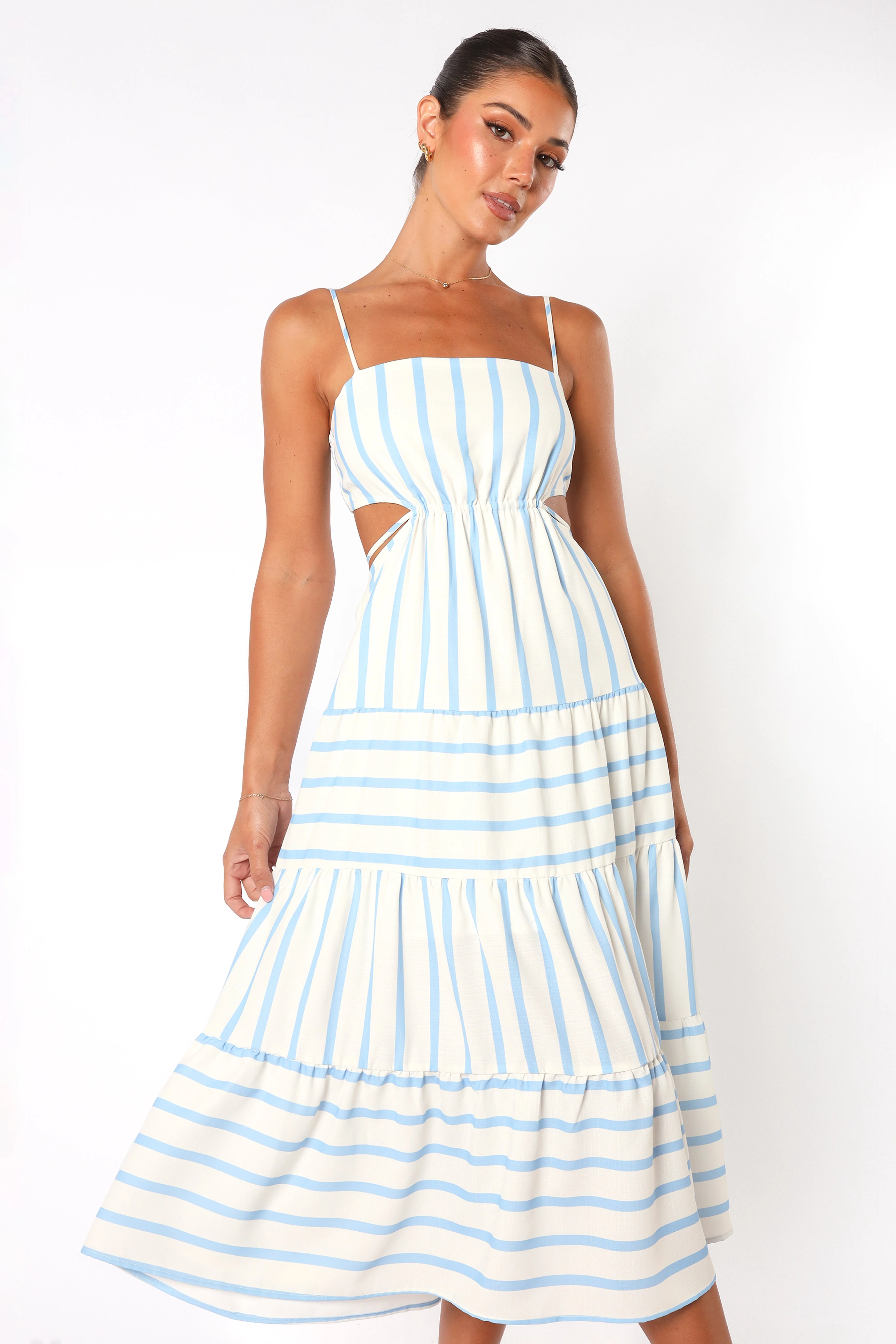 Evelin Midi Dress - Blue Stripe