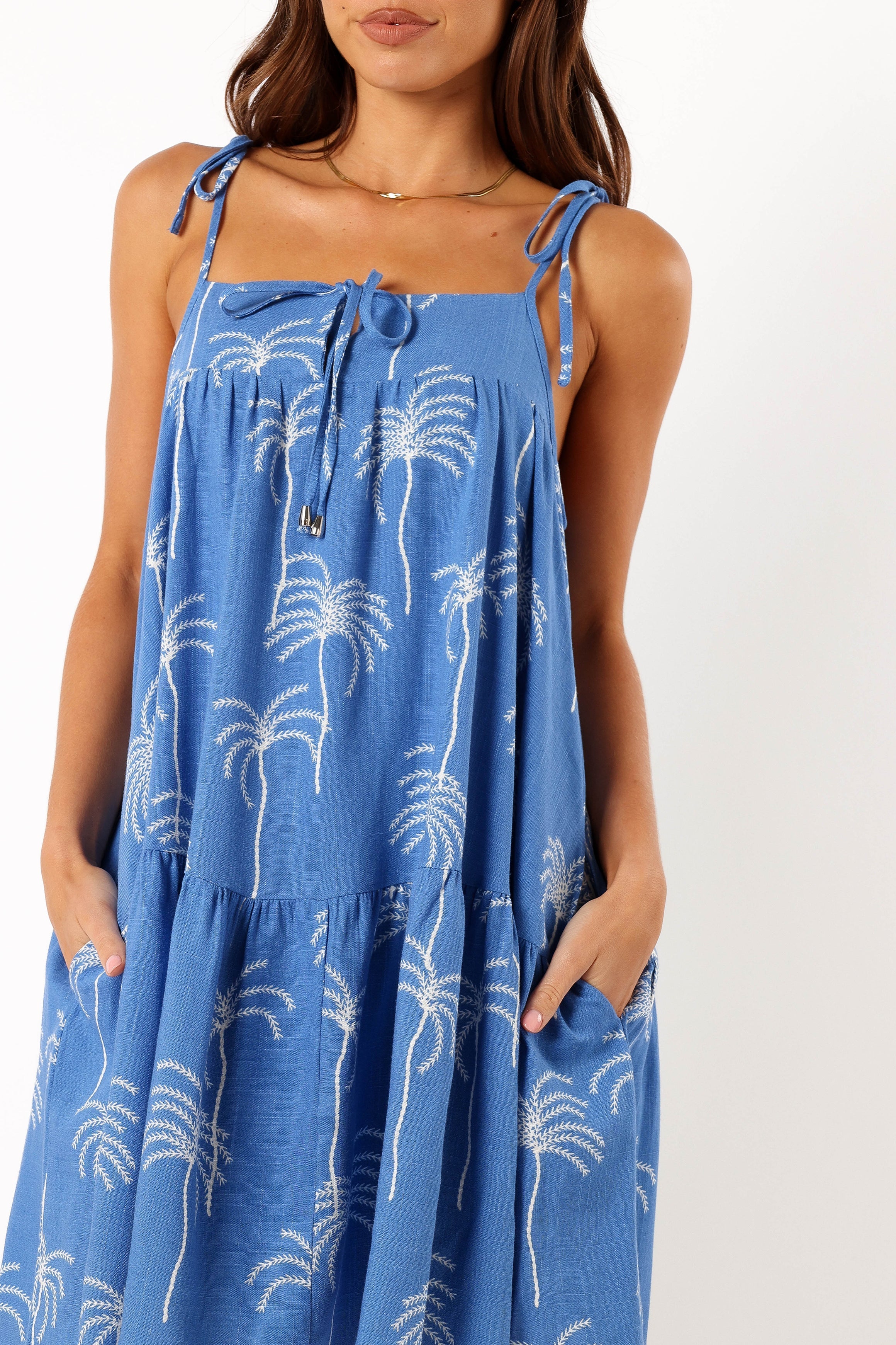 Guava Mini Dress - Blue Palm Print
