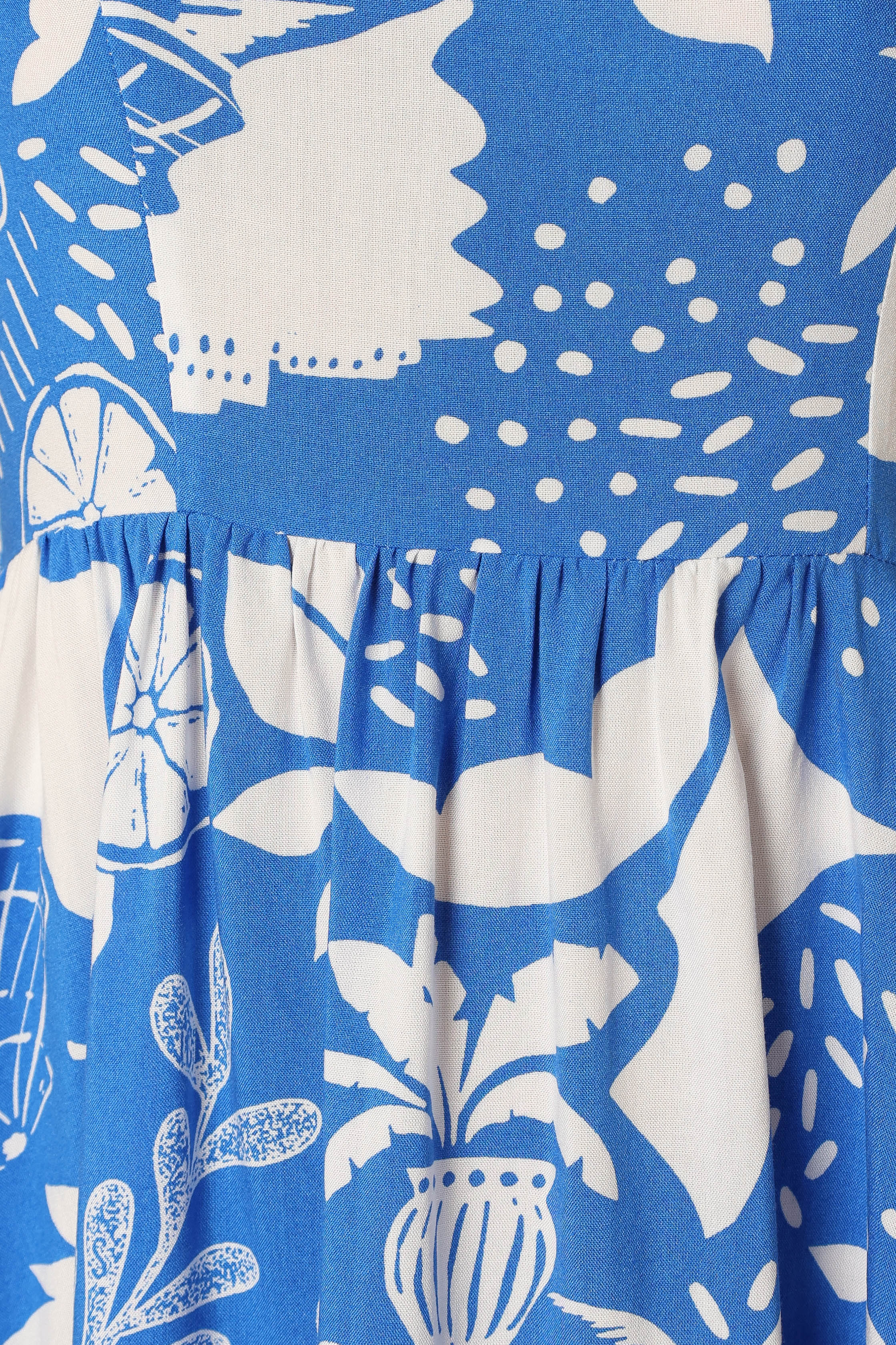 Shay Mini Dress - Blue White Print