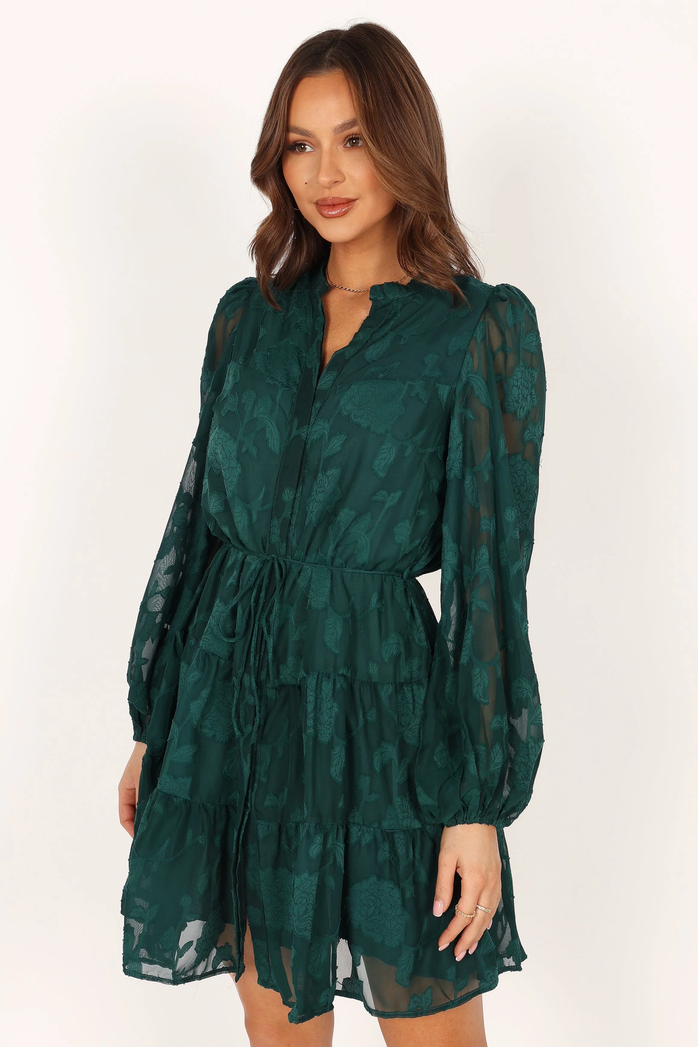 Monary Long Sleeve Mini Dress - Emerald