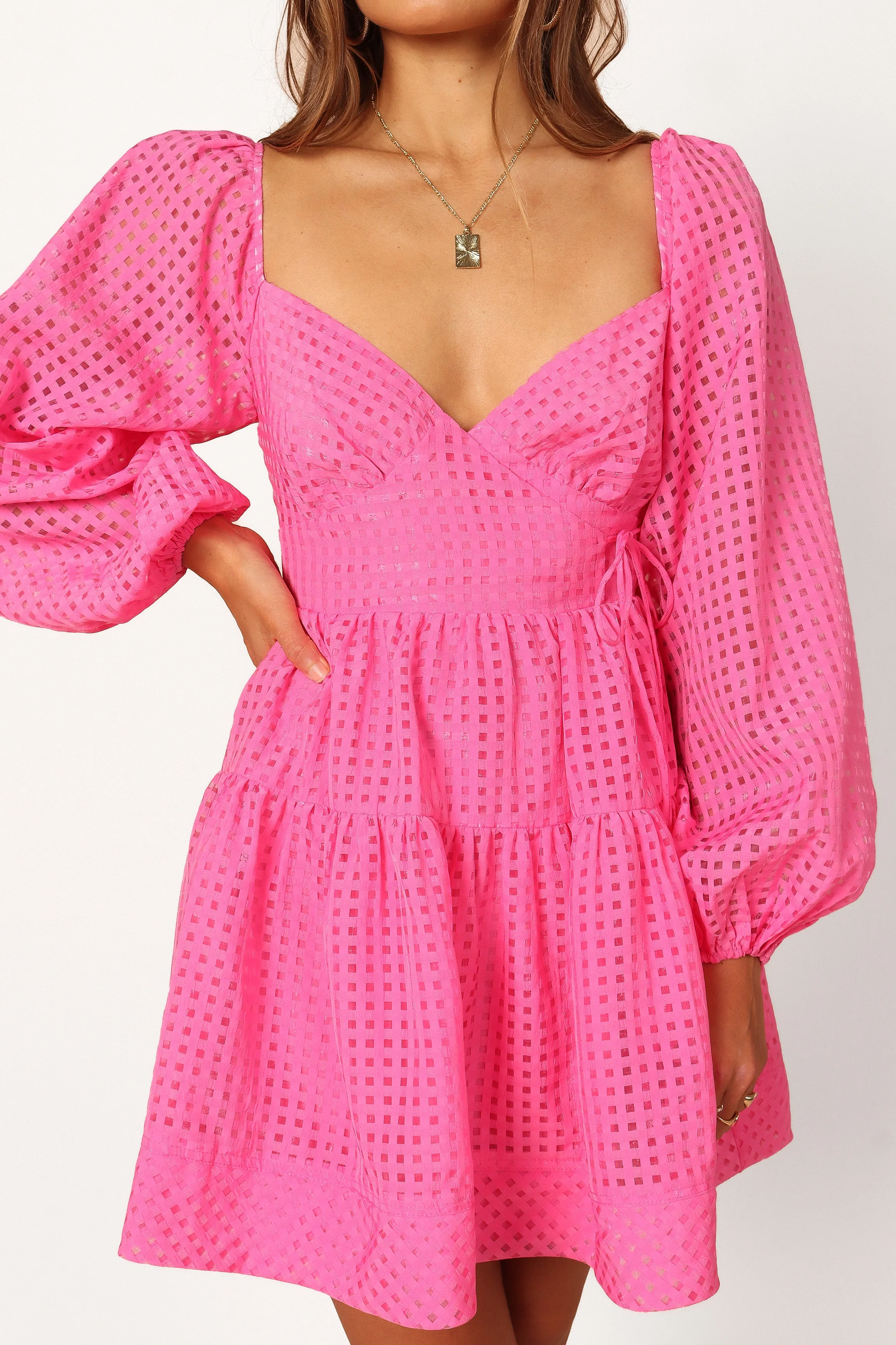 Augusta Long Sleeve Mini Dress - Magenta