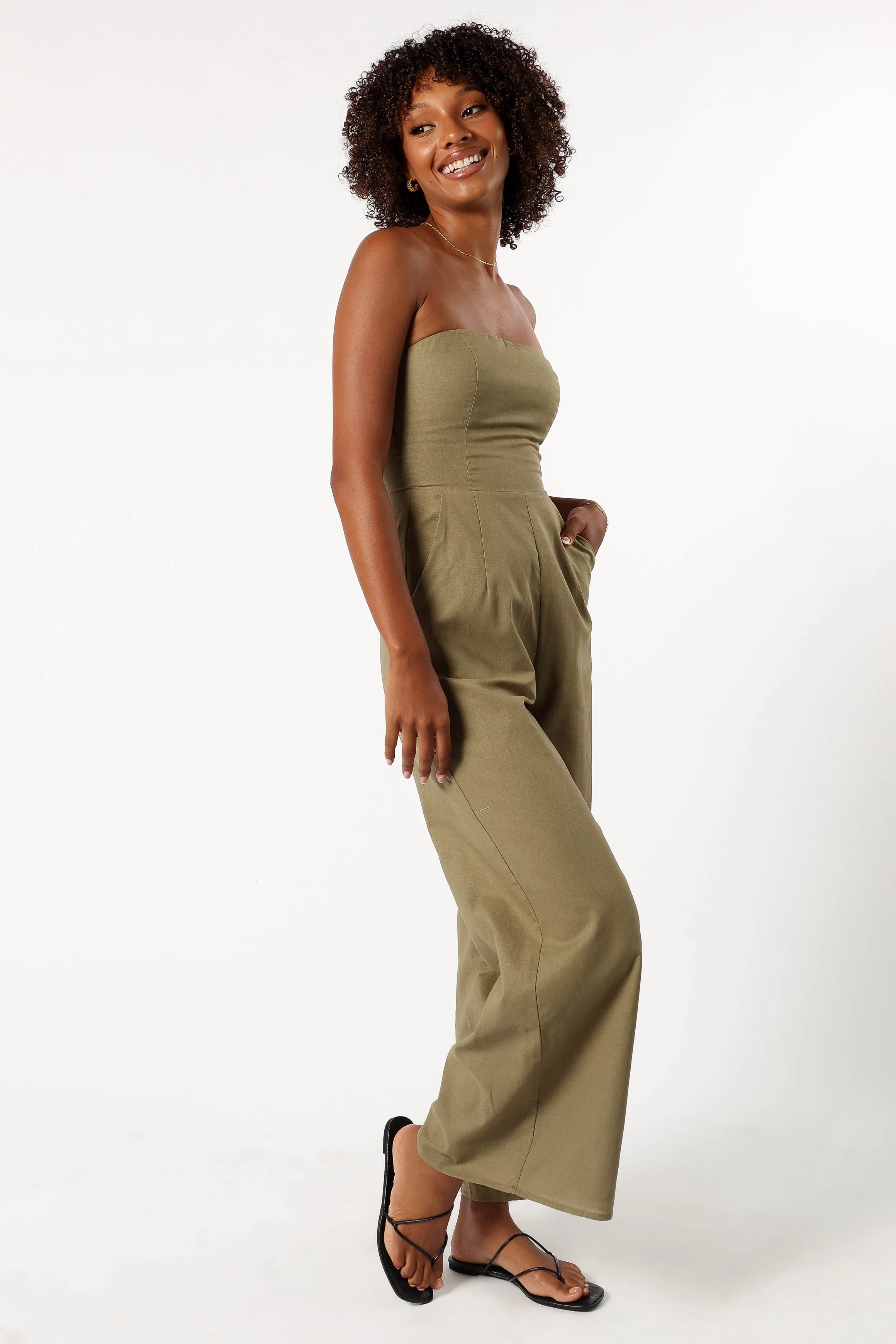 Jodie Strapless Jumpsuit - Olive