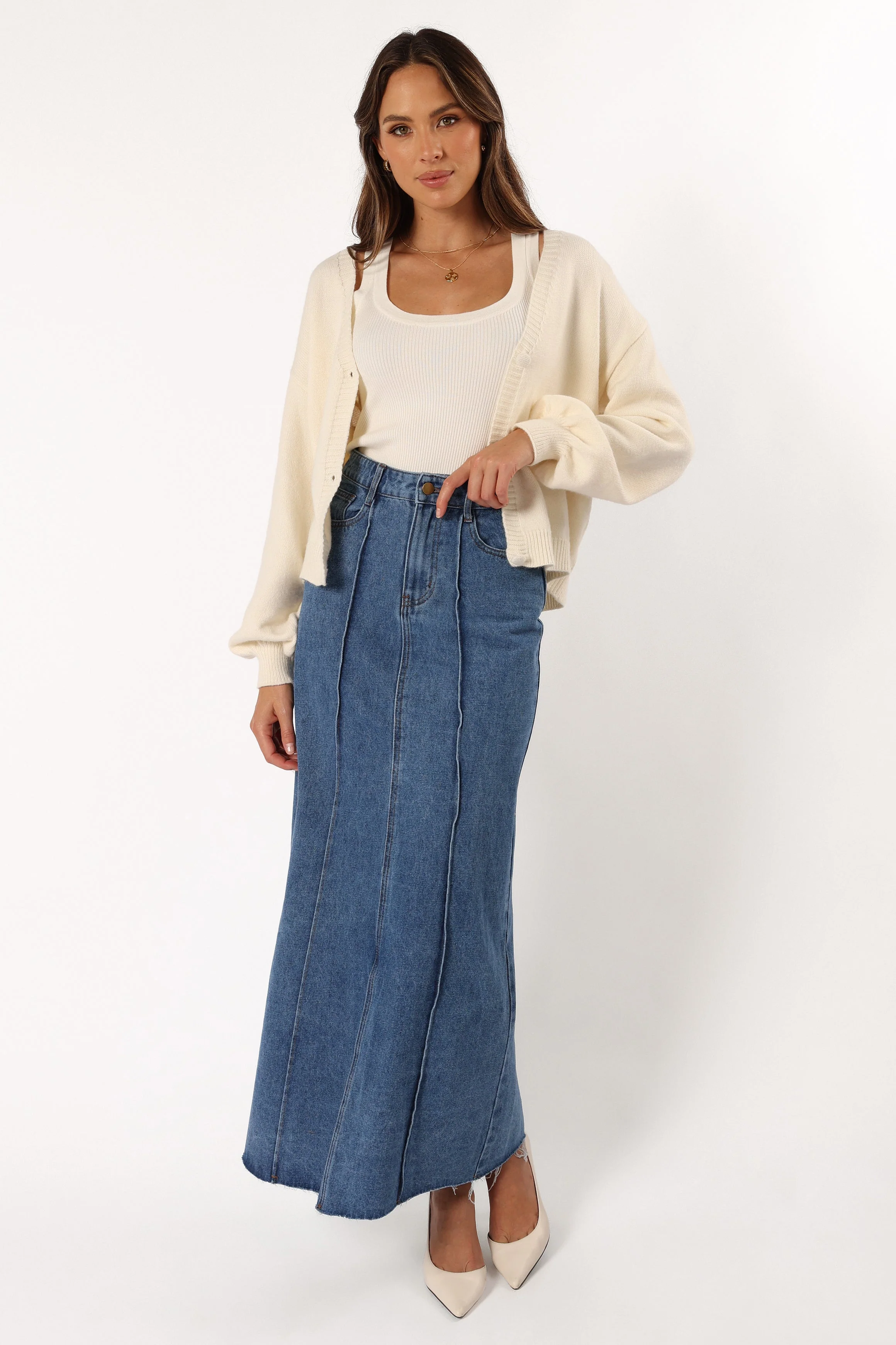 Xadie Bell Sleeve Cardigan - Cream