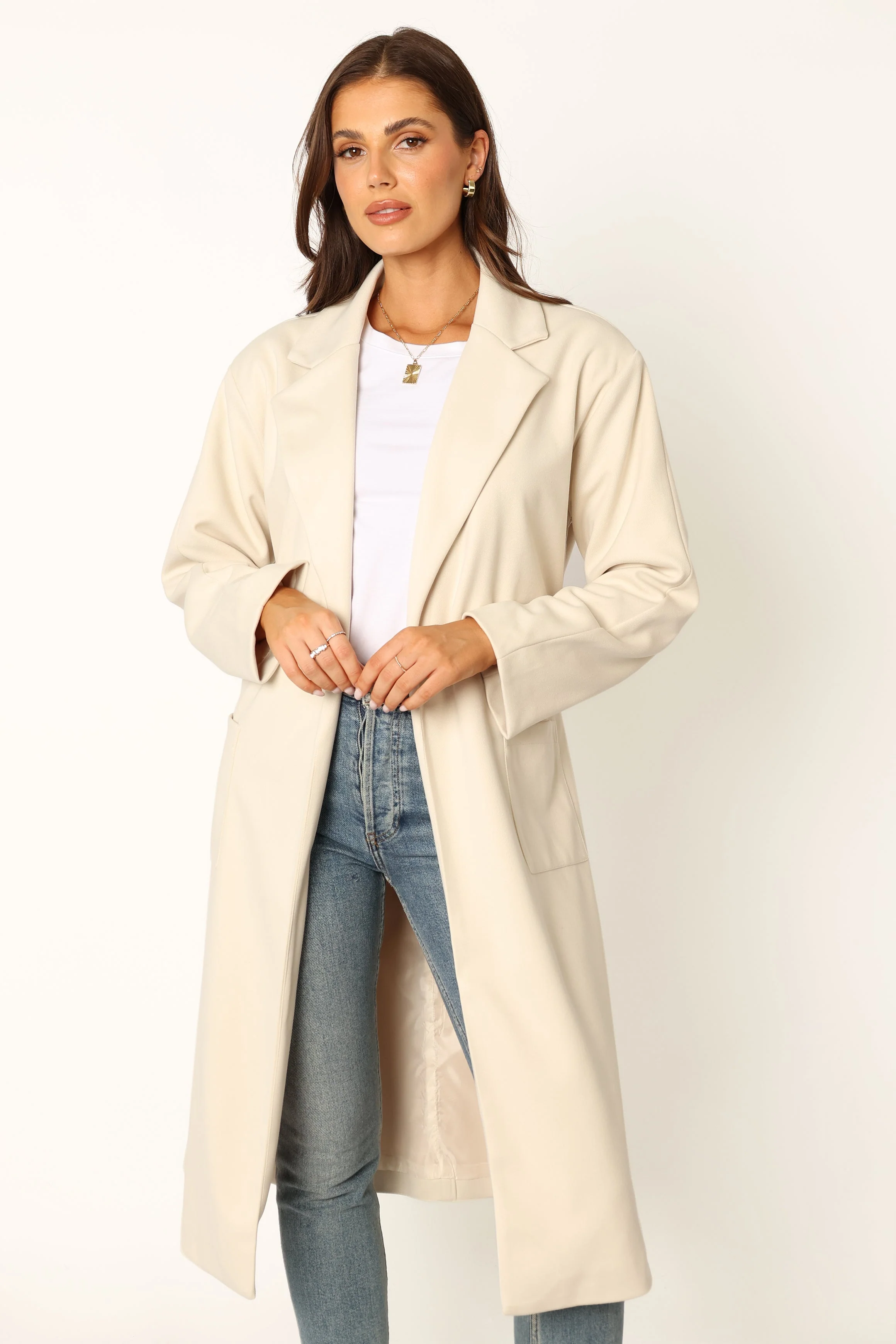 Eden Tie Front Coatigan - Beige