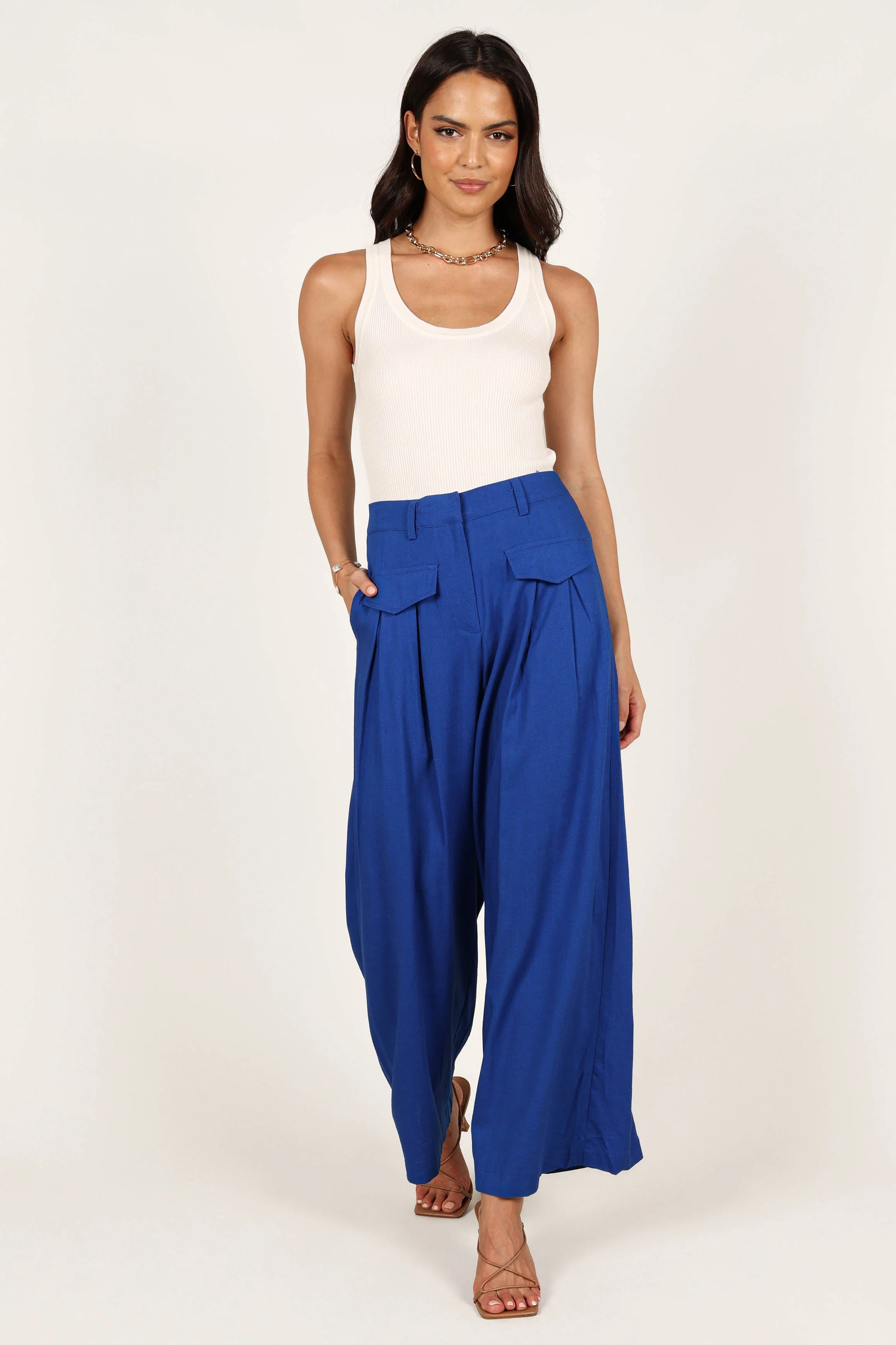 Joanie Wide Leg Pants - Blue