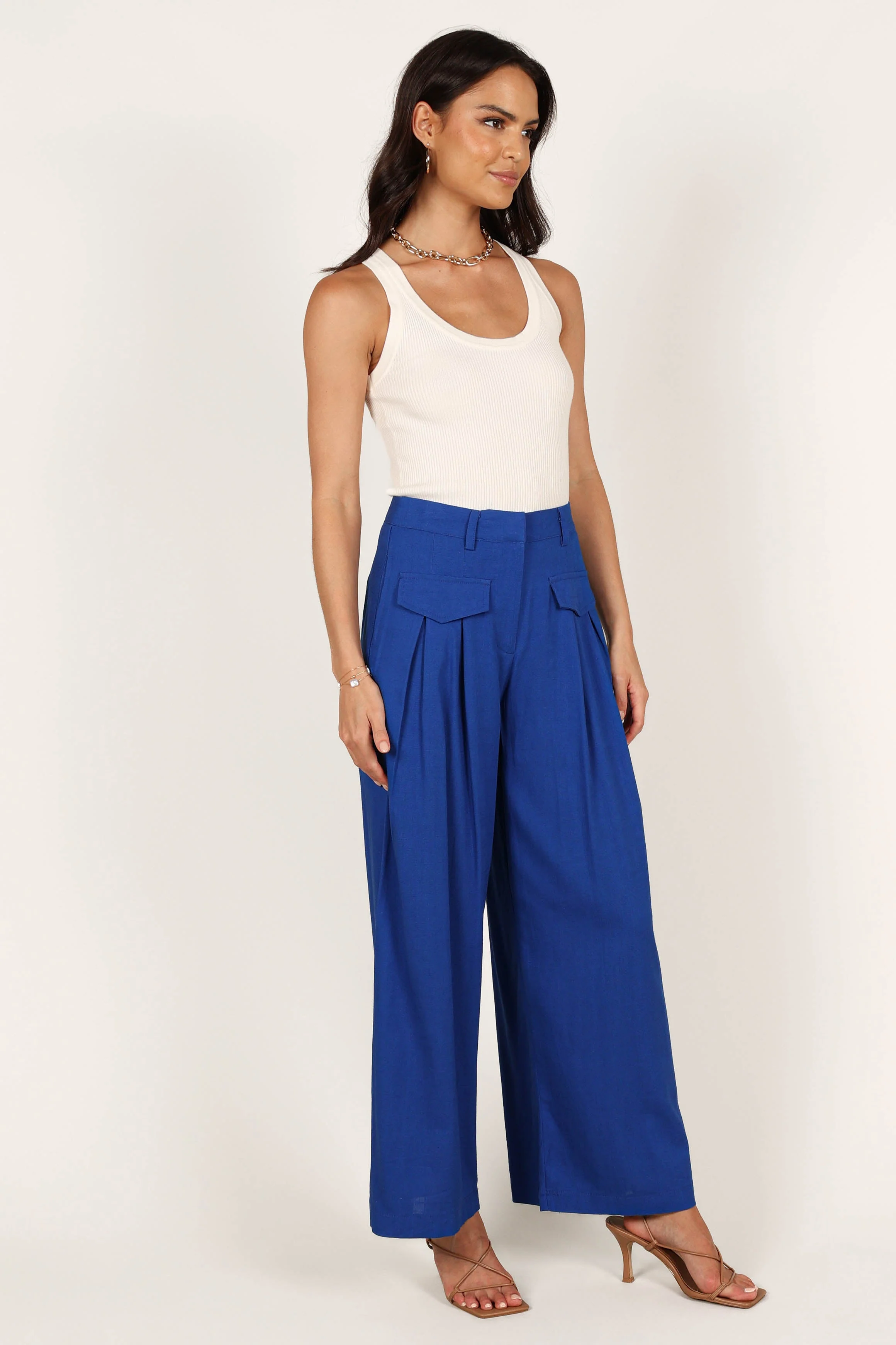 Joanie Wide Leg Pants - Blue