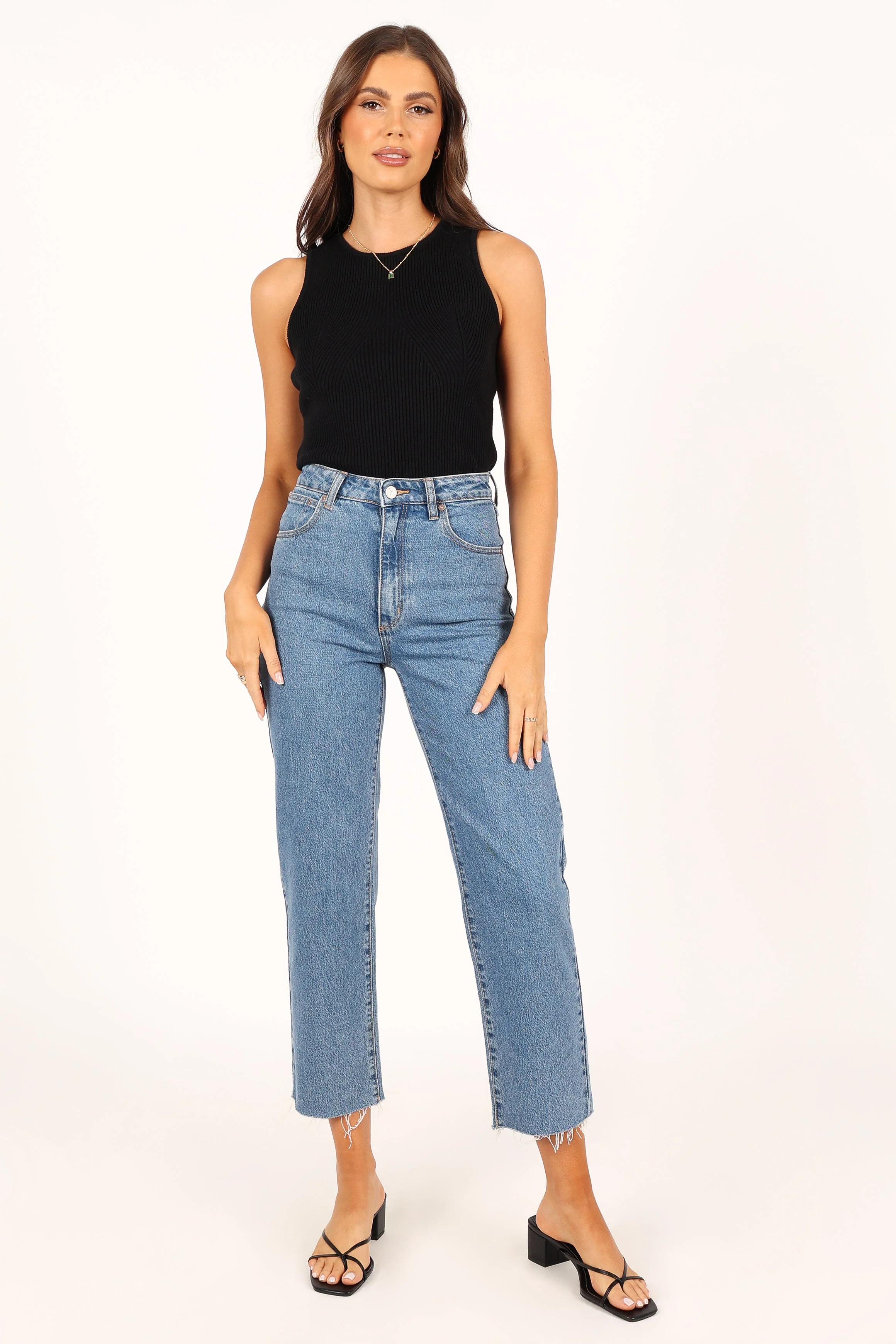 Davie Ribbed Knit Top - Black