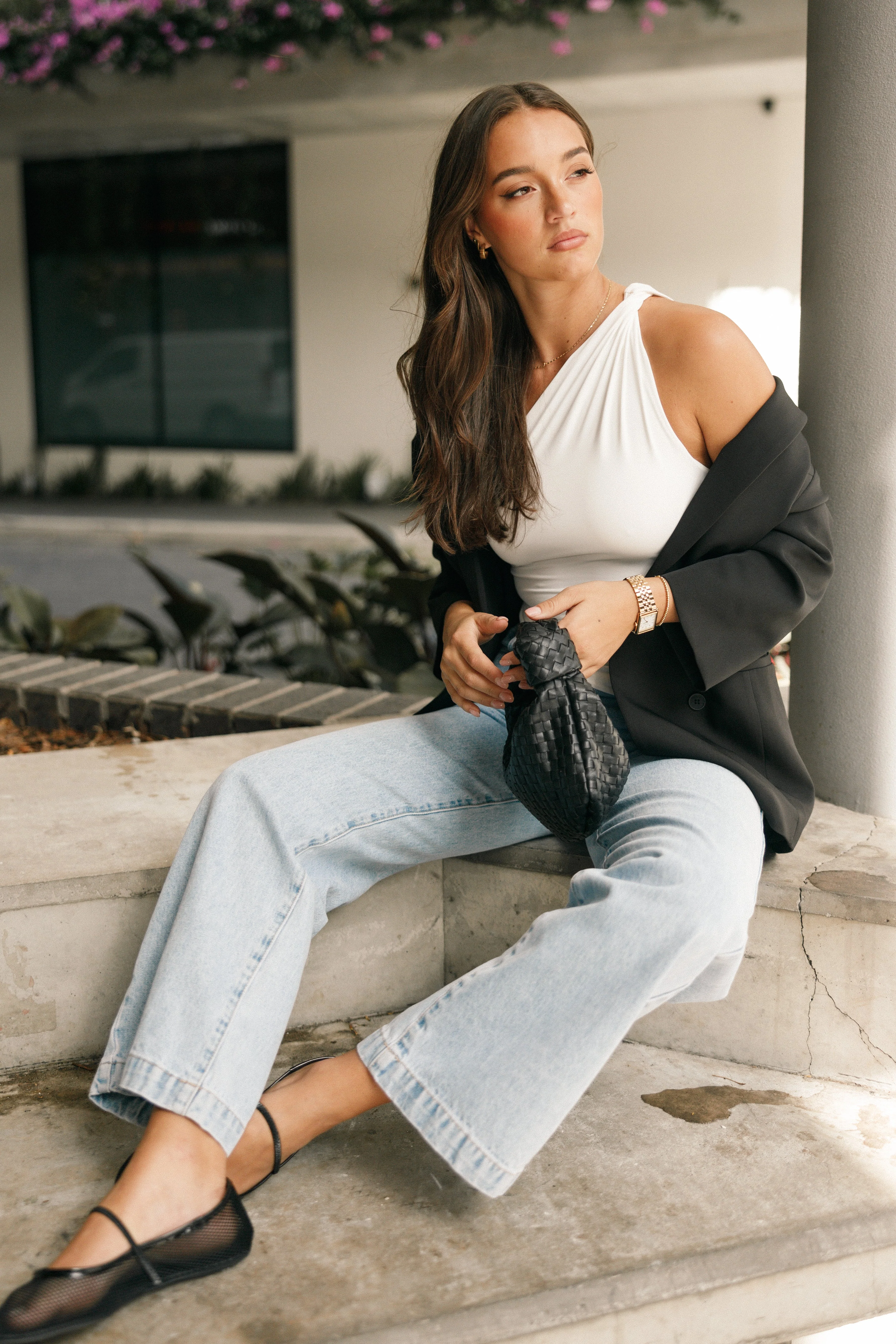 Samantha One Shoulder Top - White