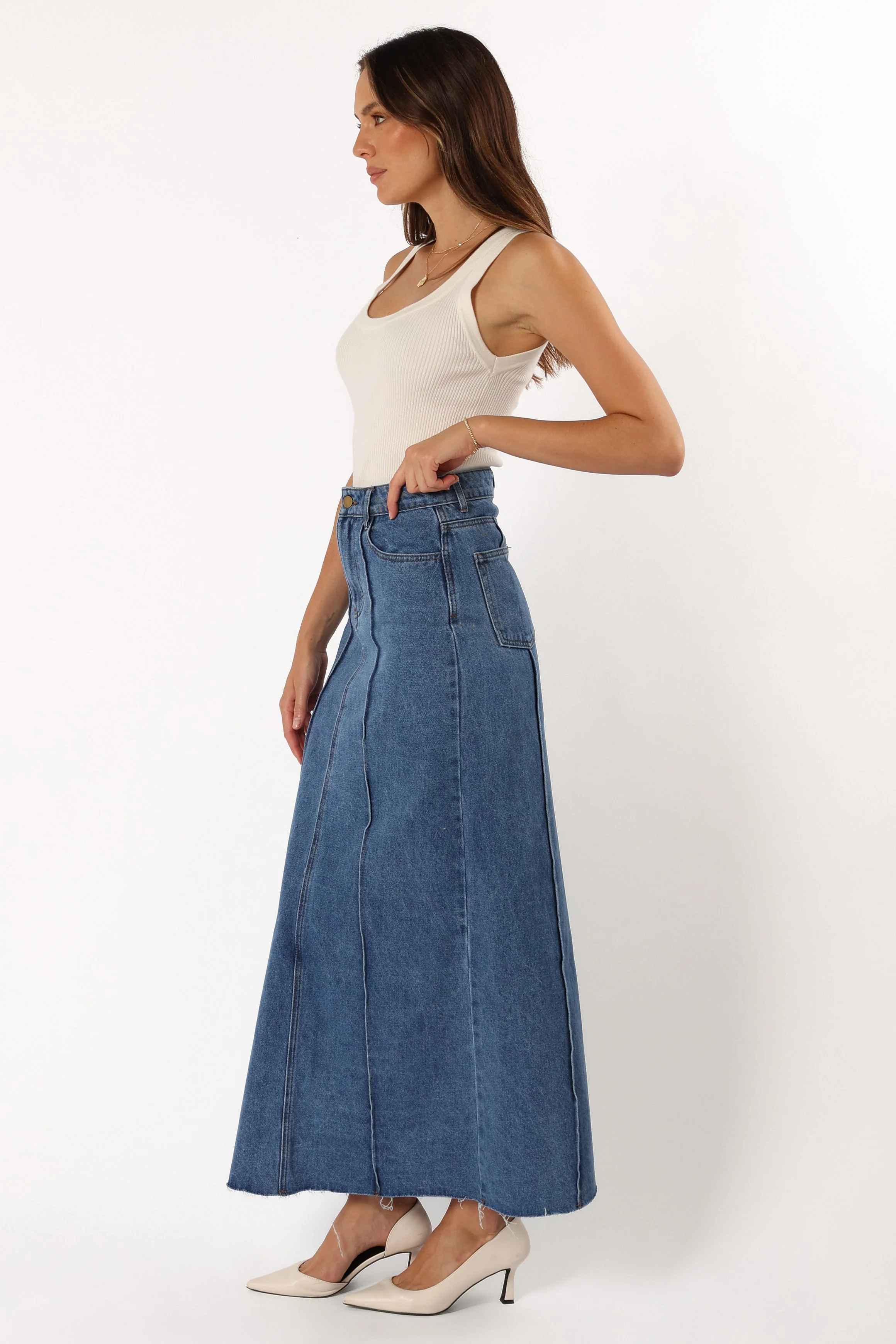 Peggie Denim Midi Skirt - Blue