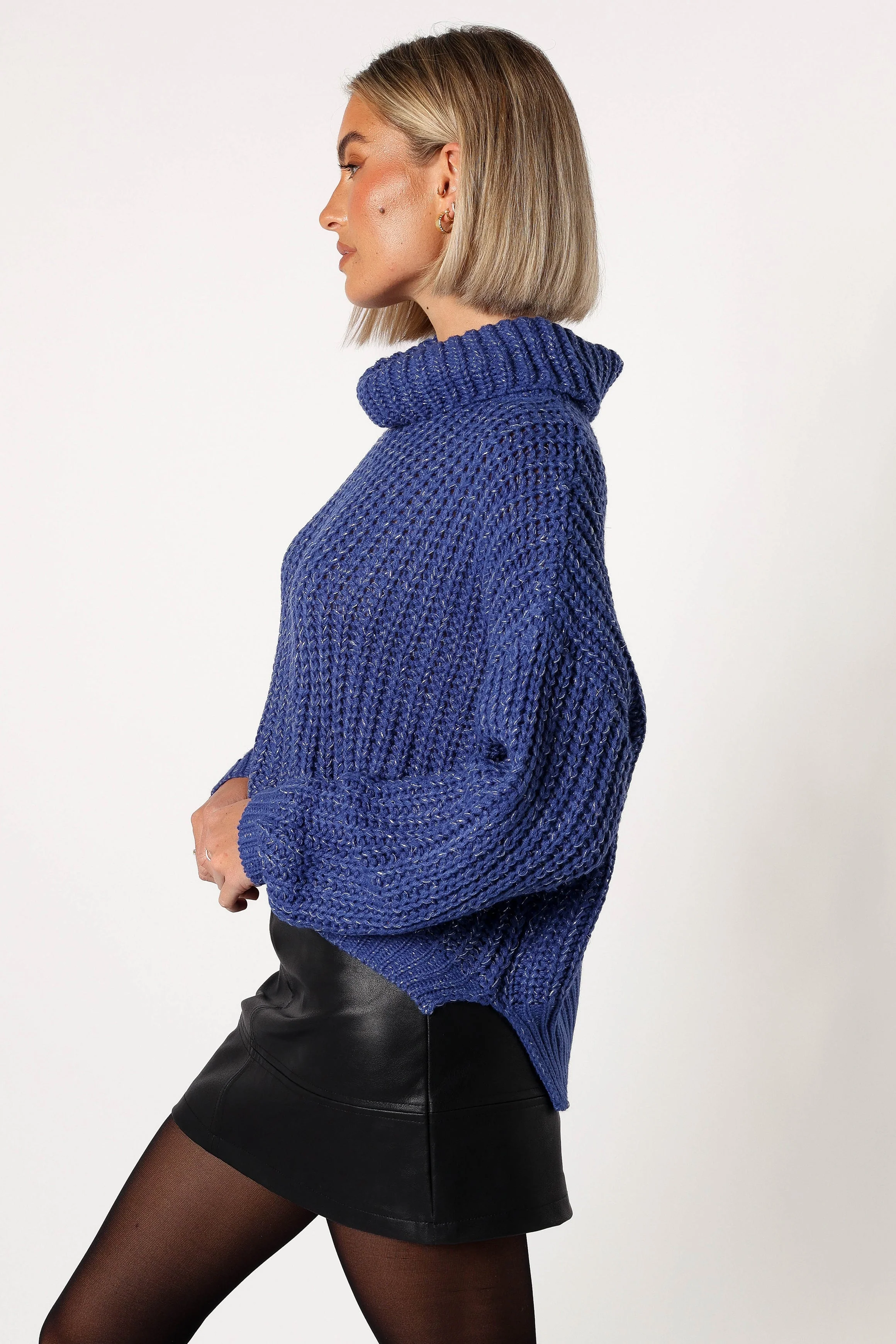 Eleanor Lurex Shine Knit Sweater - Blue