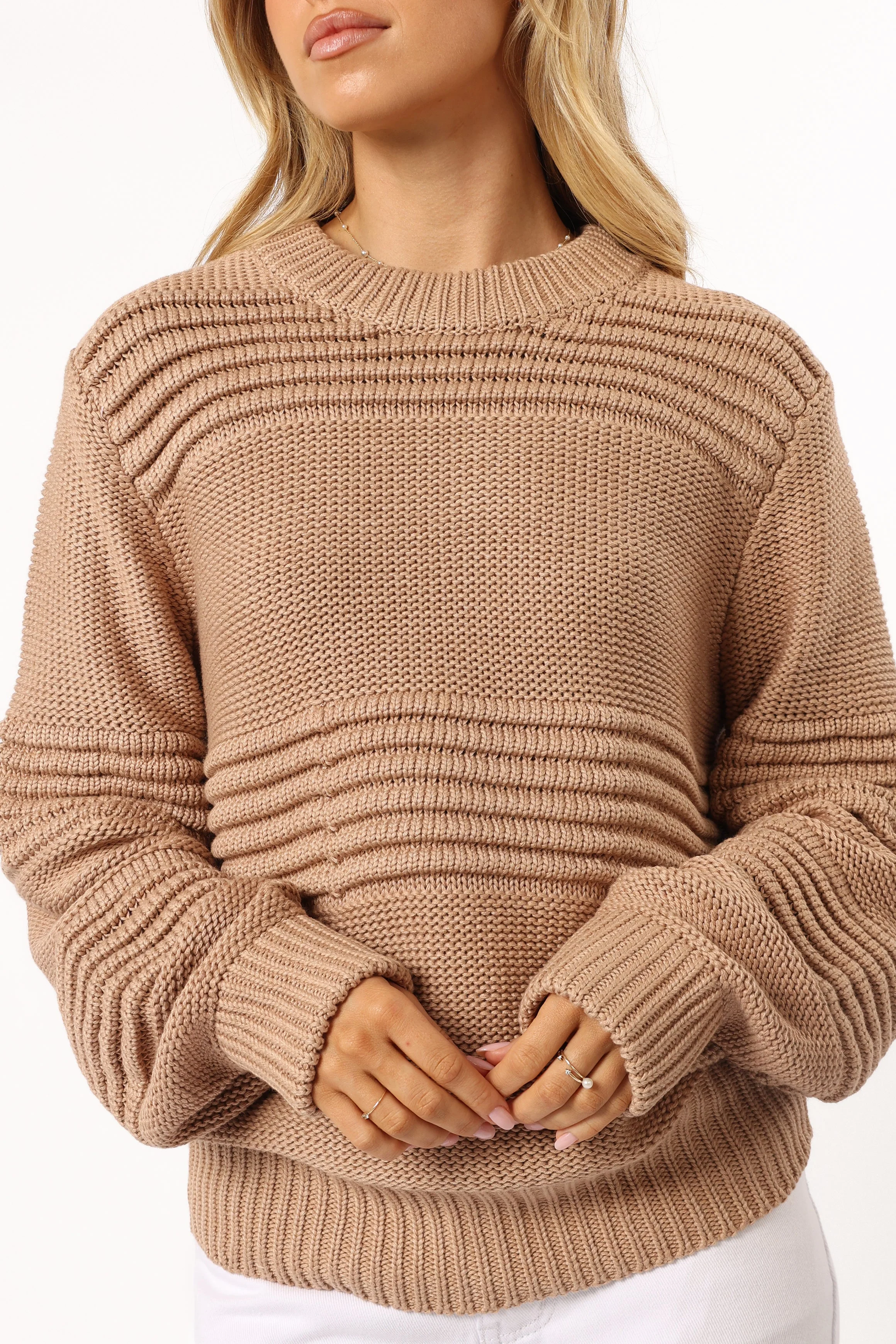 Beckett Textured Stripe Knit Sweater - Beige