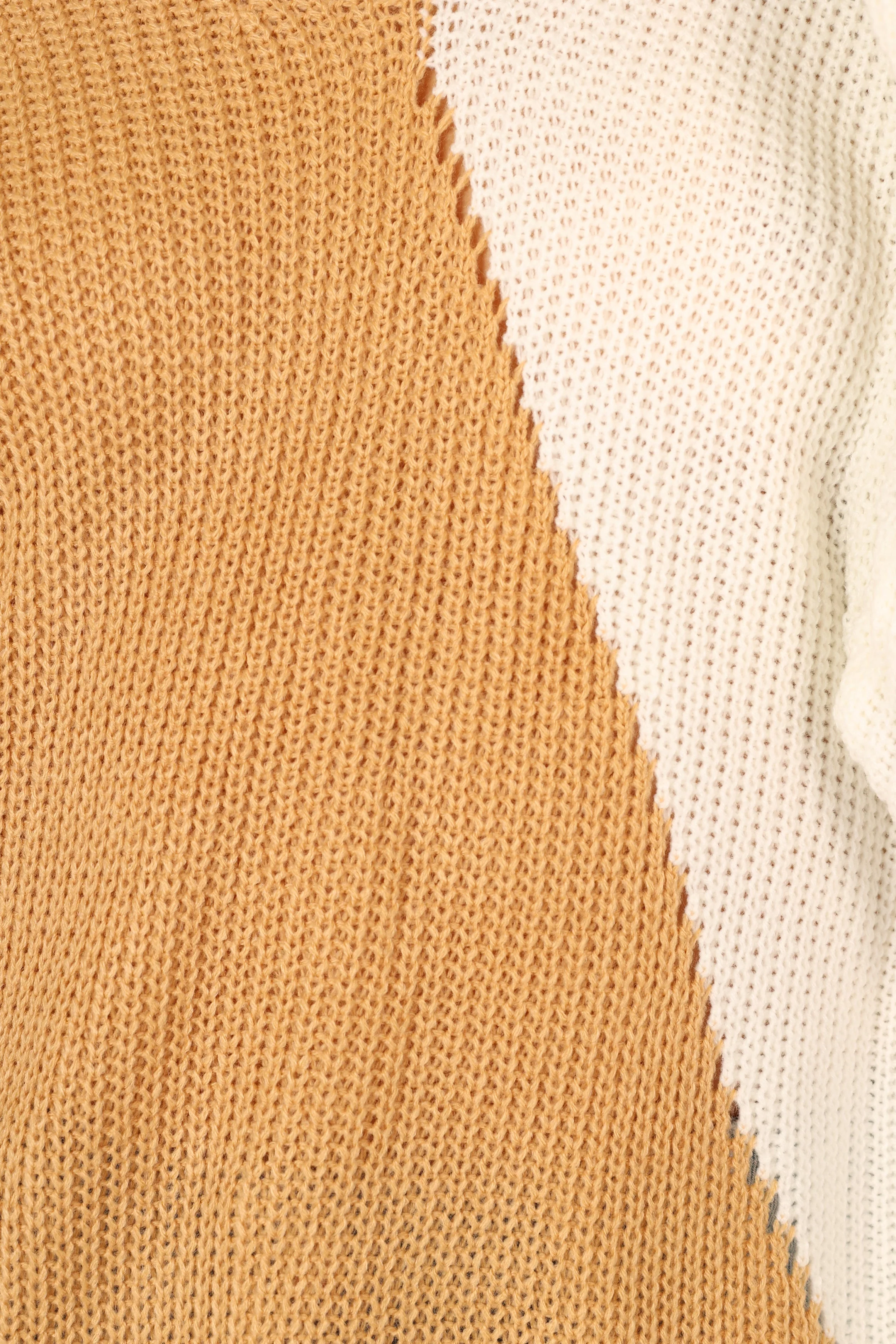 Lizzie Two Tone Knit Sweater - Beige Multi