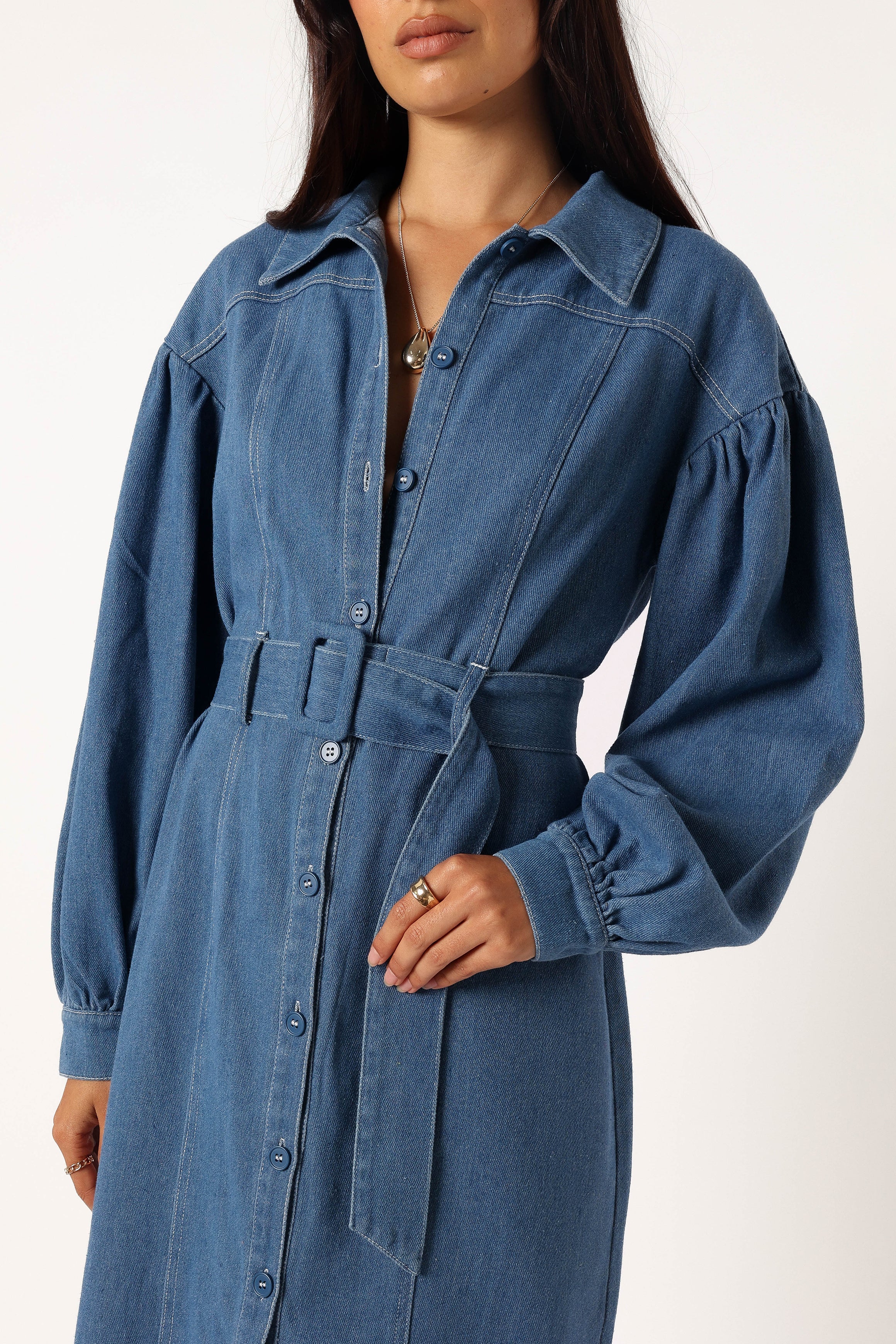 Kocoa Long Sleeve Midi Dress - Denim