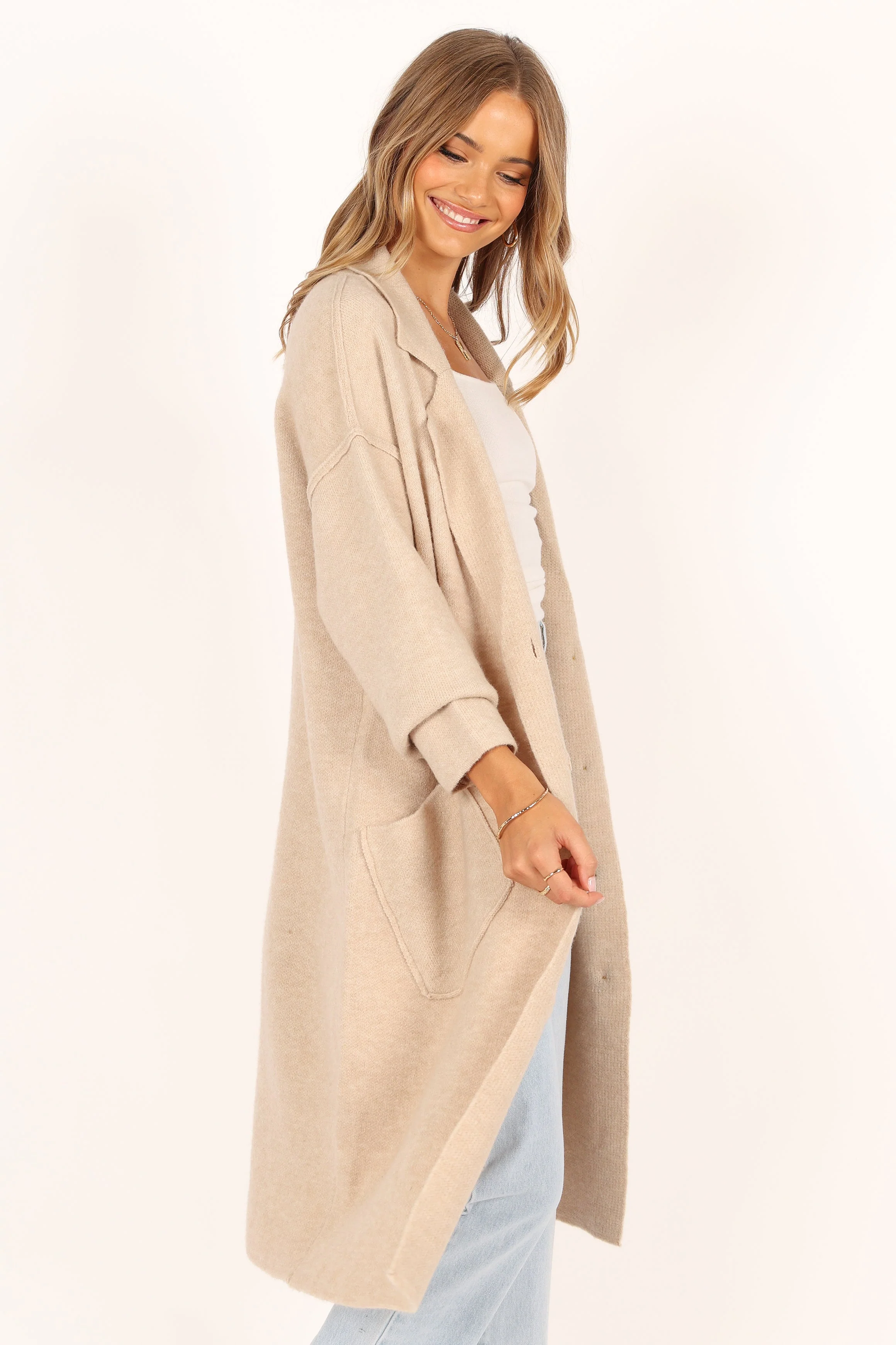 Ivy Button Front Coatigan - Oatmeal