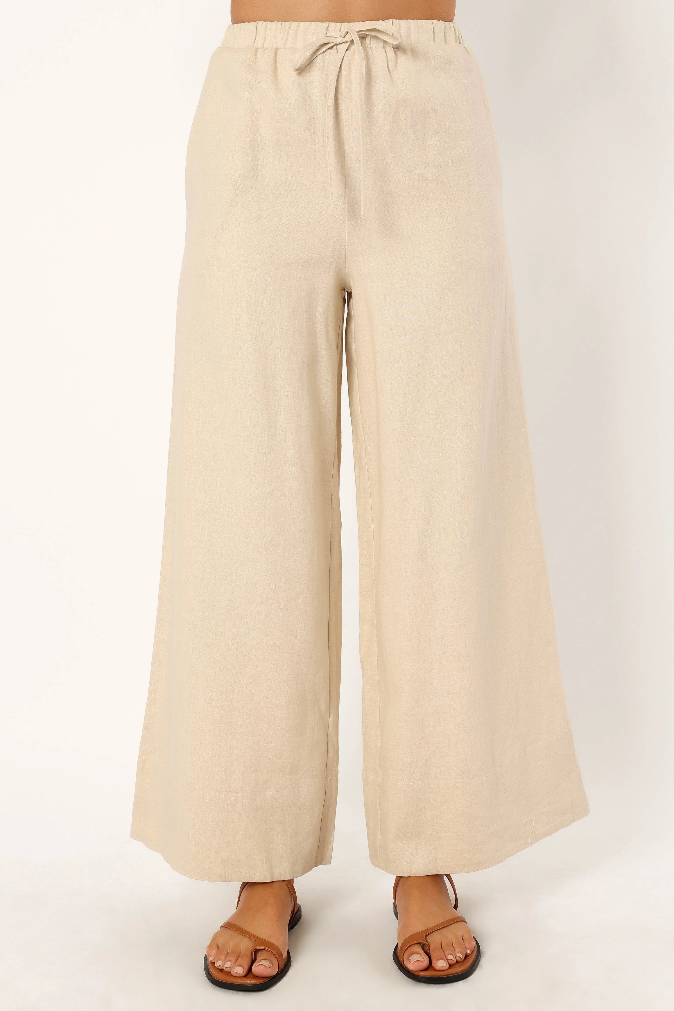 Bowie Wide Leg Linen Pants - Oatmeal