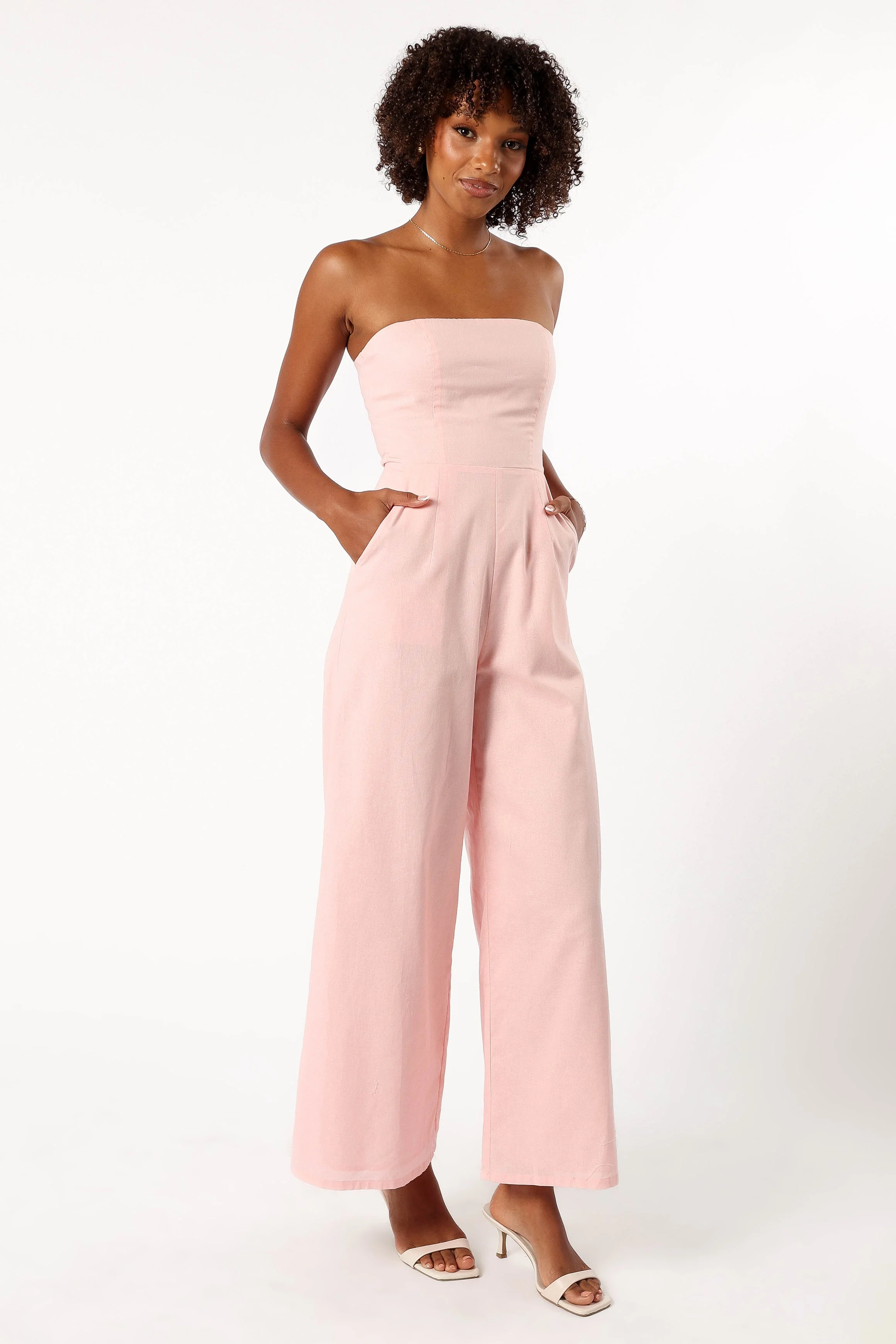 Jodie Strapless Jumpsuit - Pale Pink