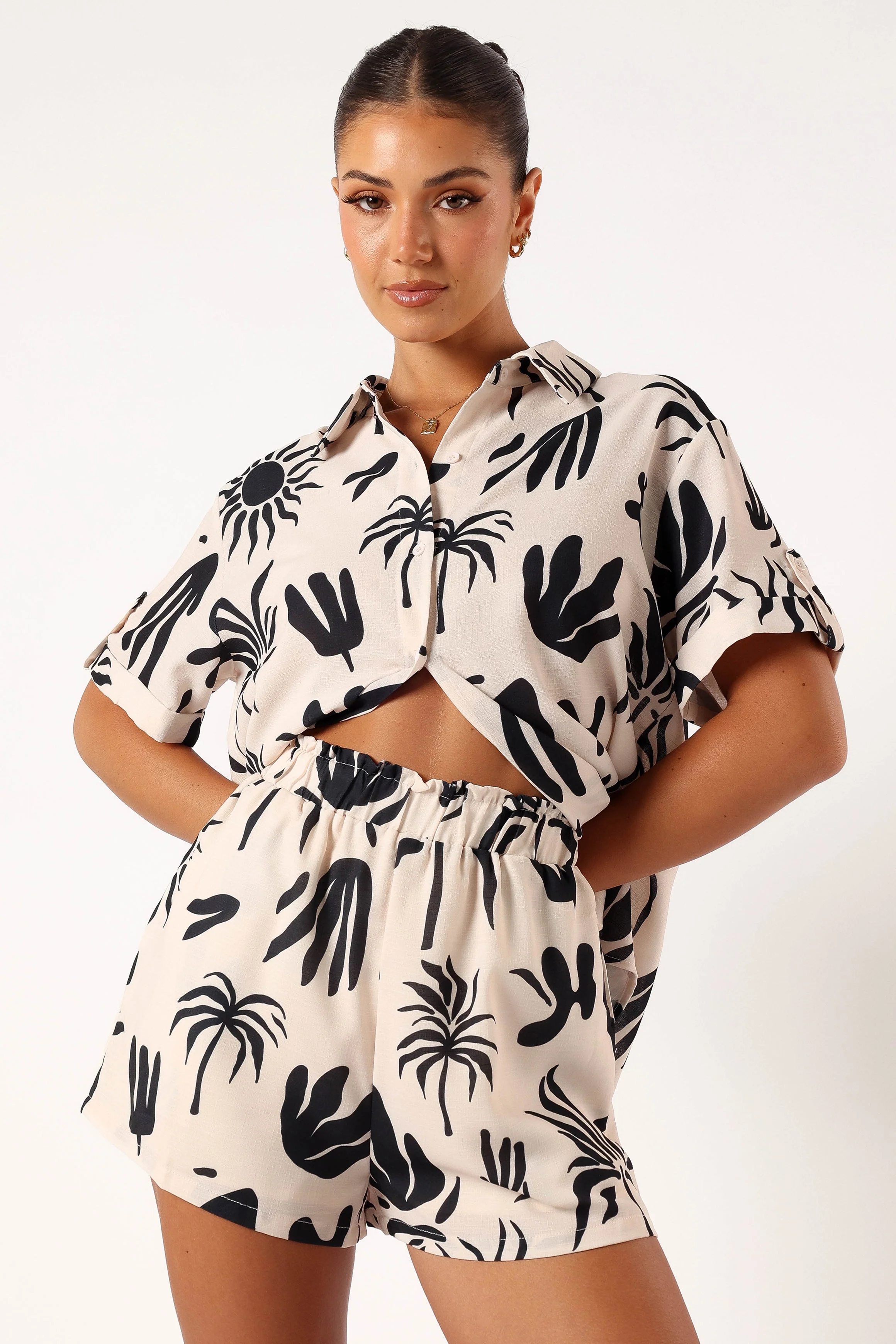 Sawyer Short Sleeve Shirt - Beige Black