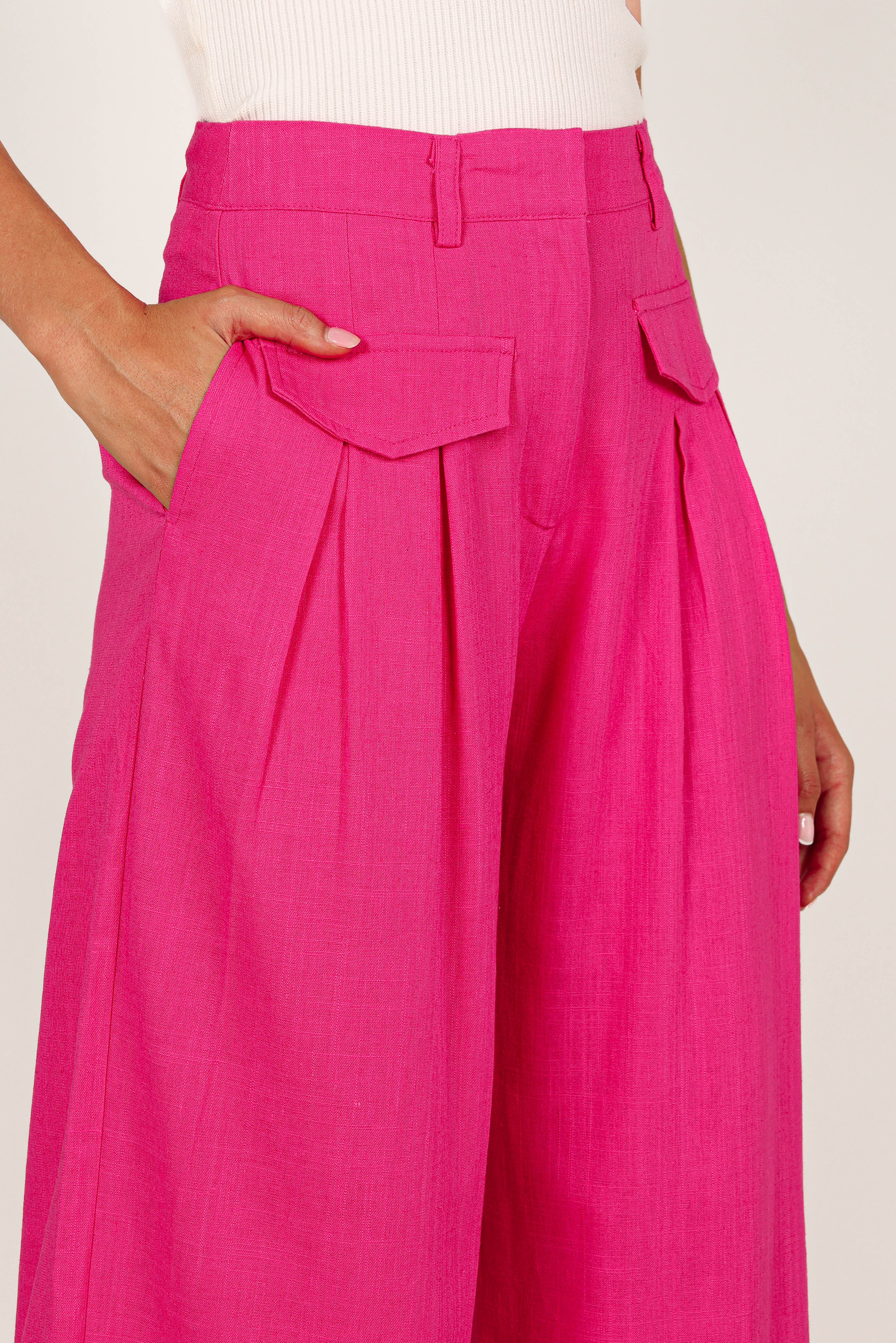 Joanie Wide Leg Pants - Hot Pink