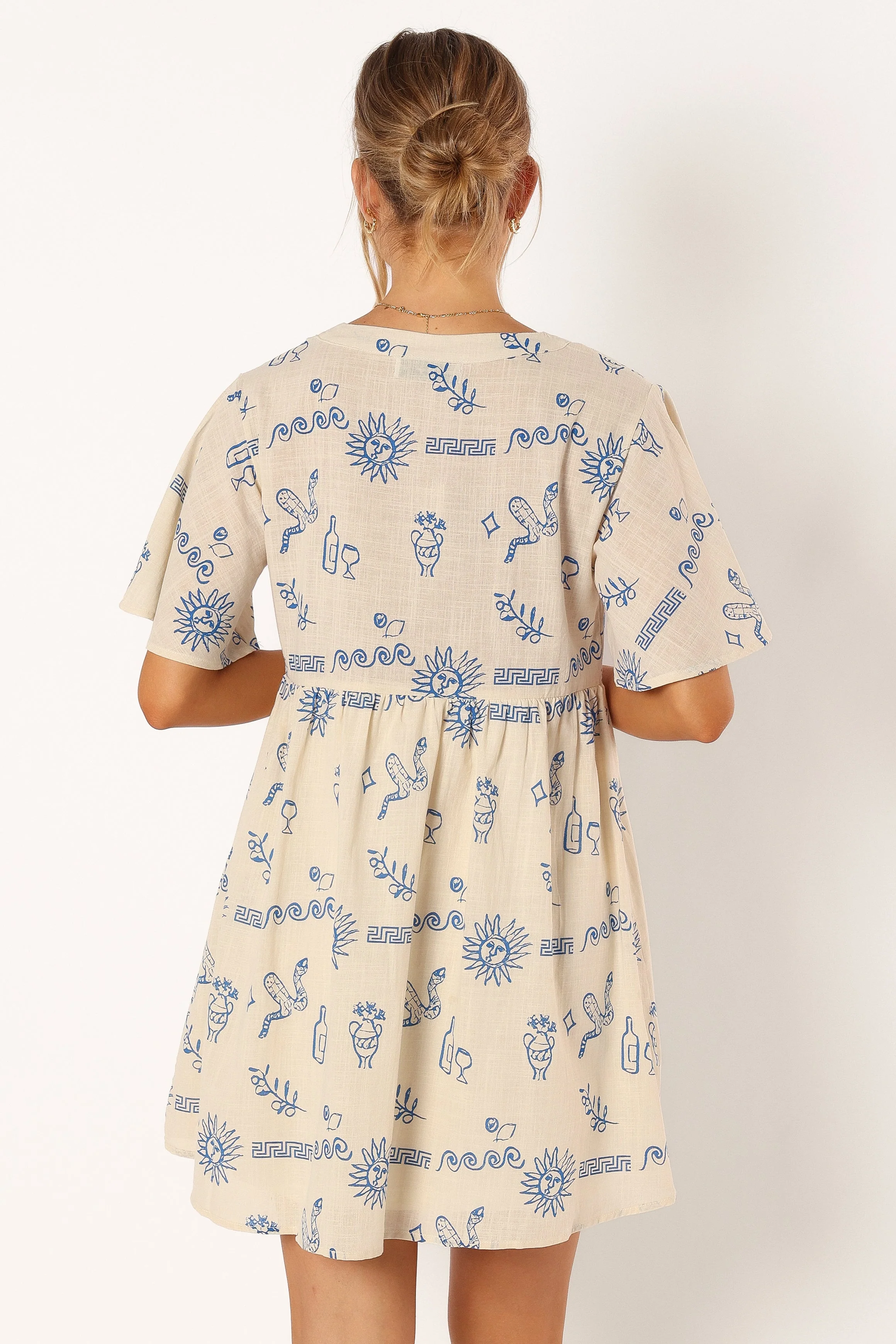 Elias Mini Dress - Beige Blue