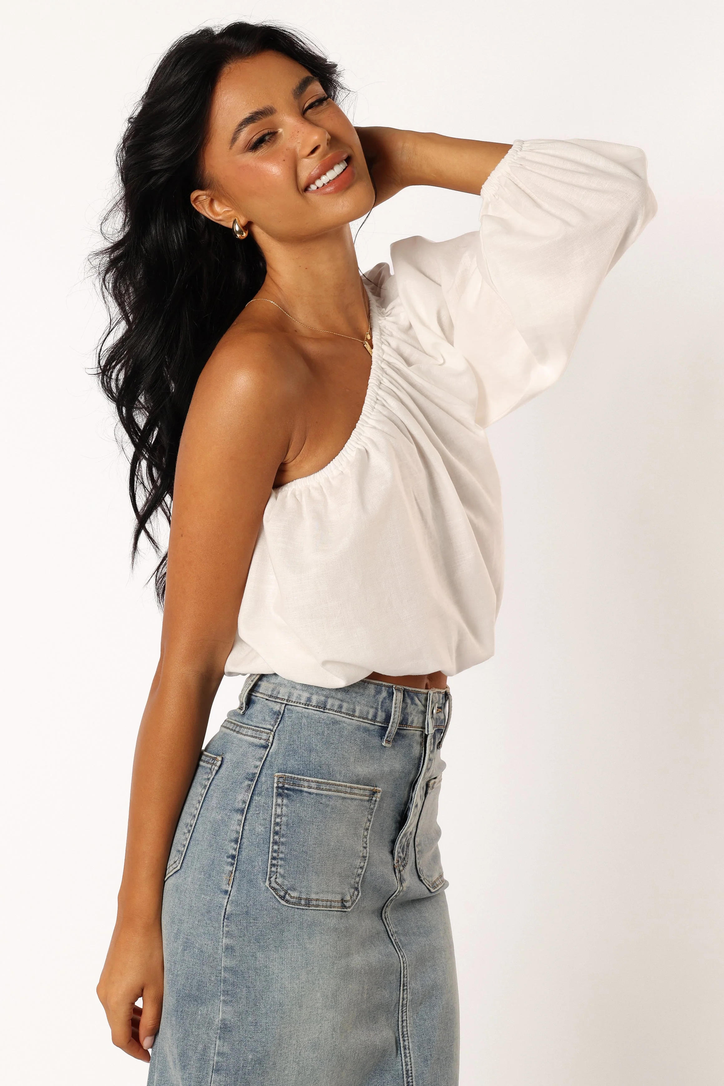 Jeanne One Shoulder Top - White