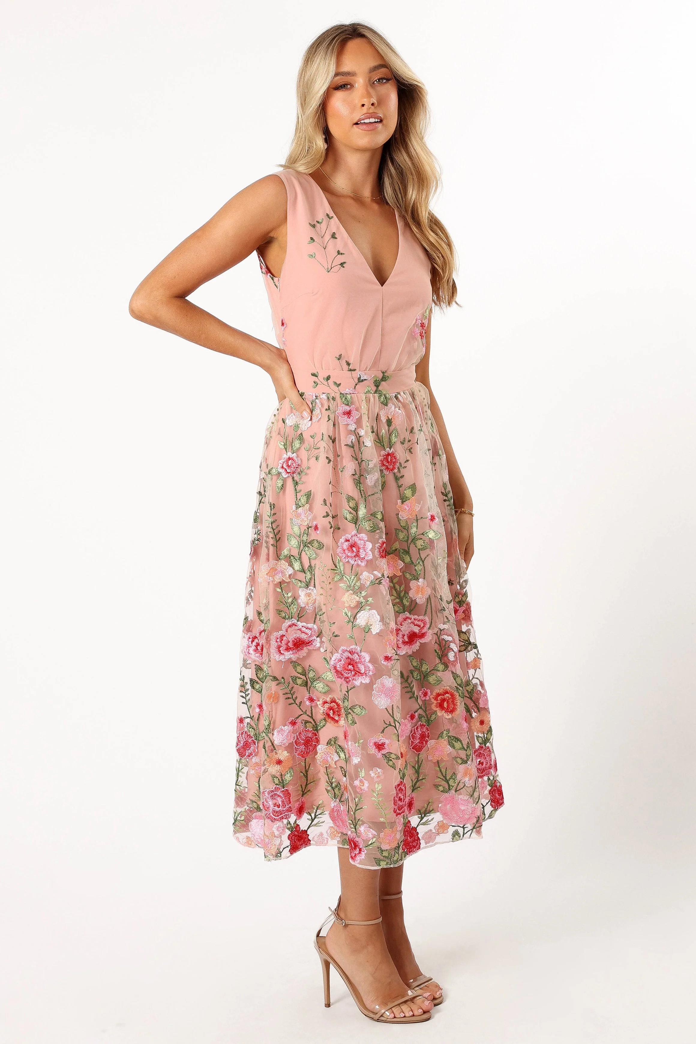 Wonderland Midi Dress - Pink Floral