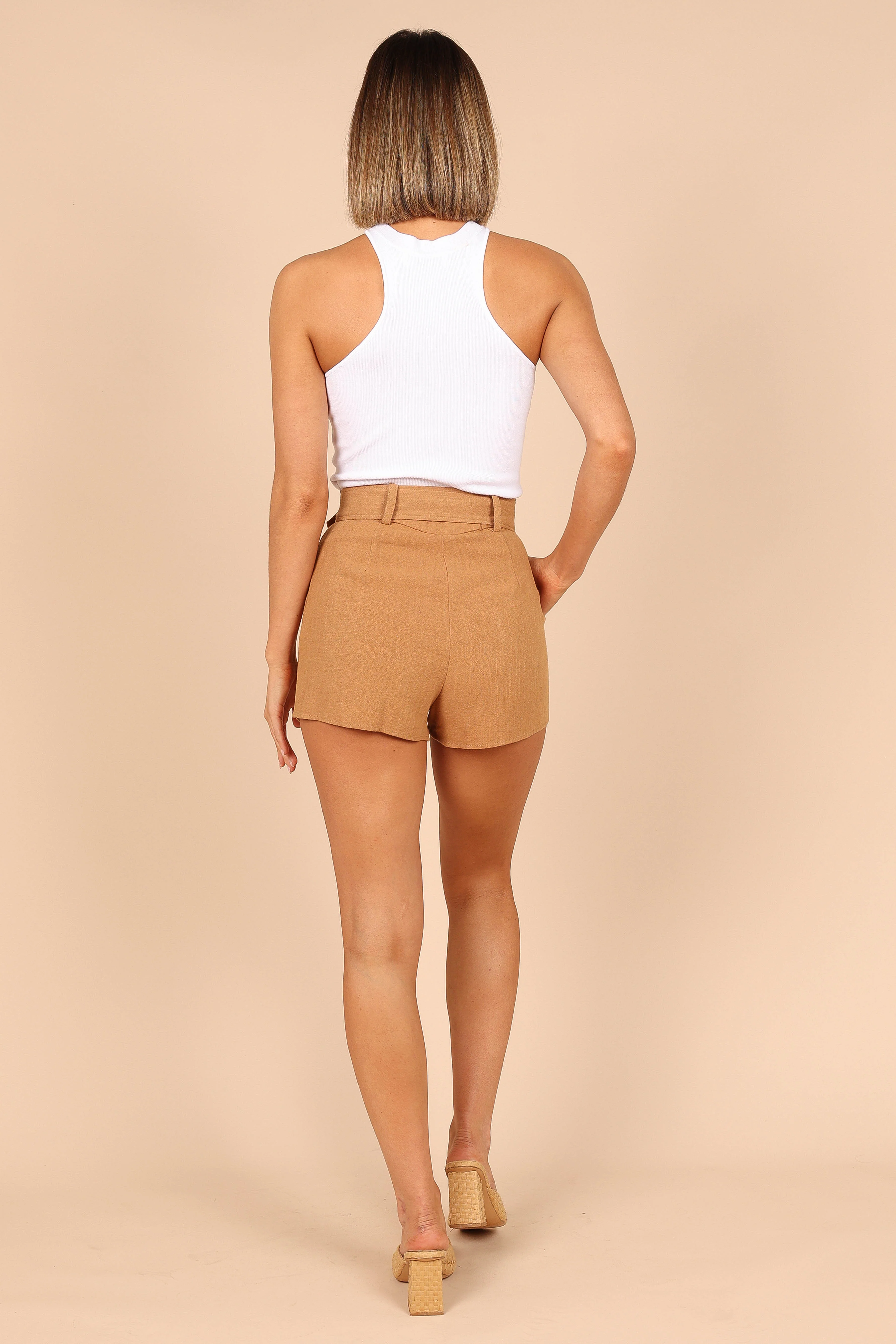 Julian High Waisted Shorts - Brown