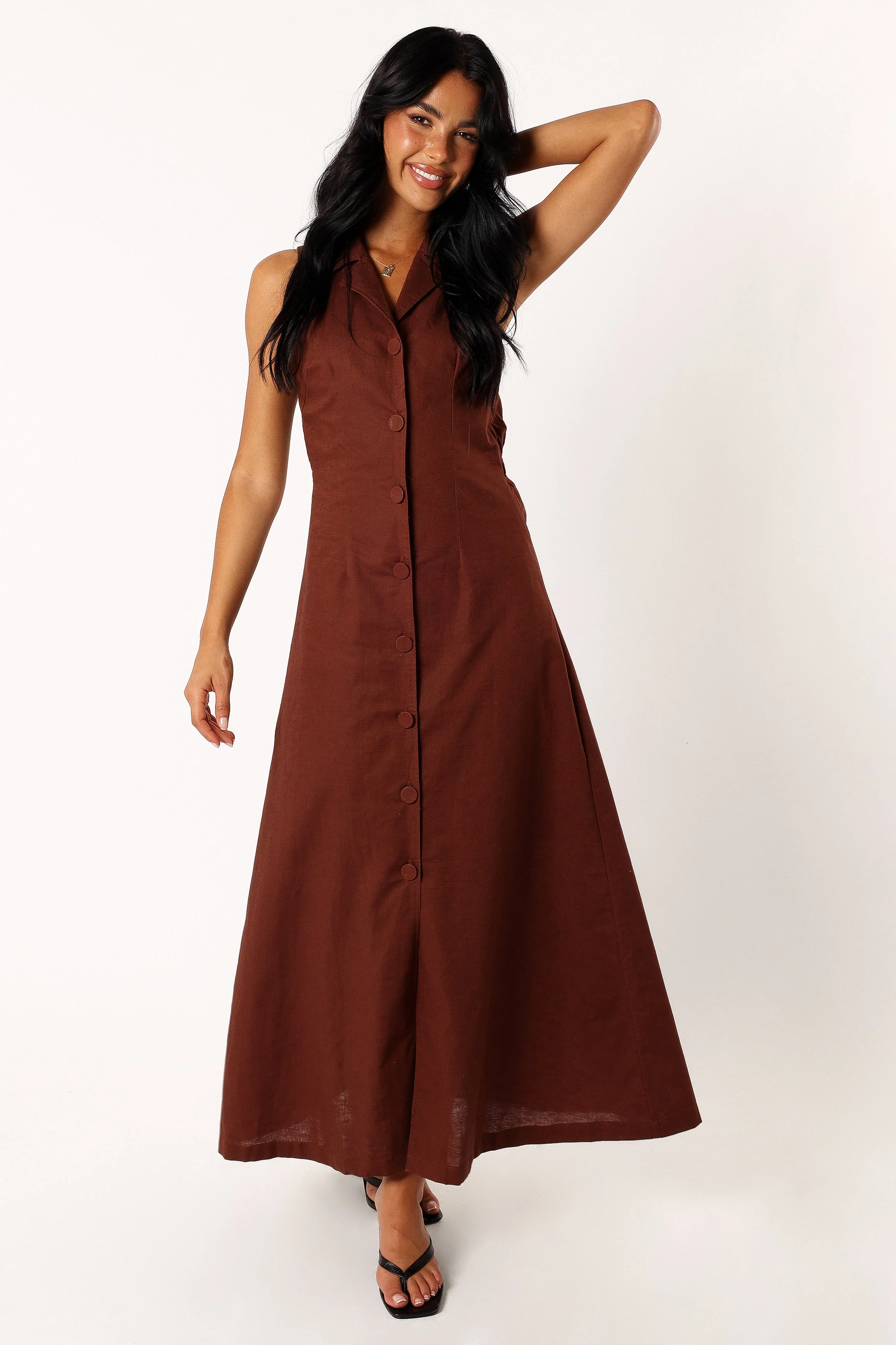 Galia Midi Dress - Chocolate