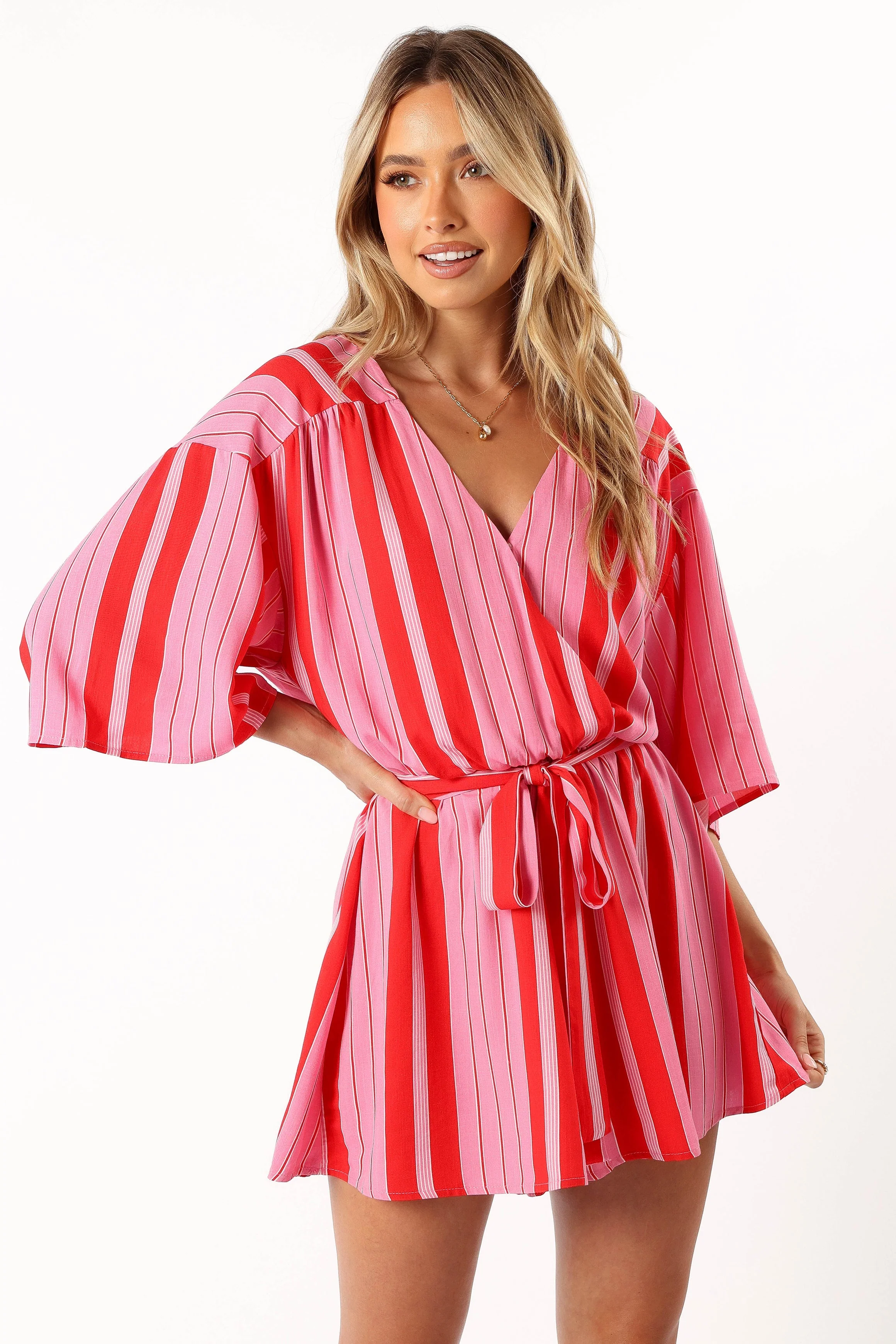 Deena Playsuit - Pink Stripe