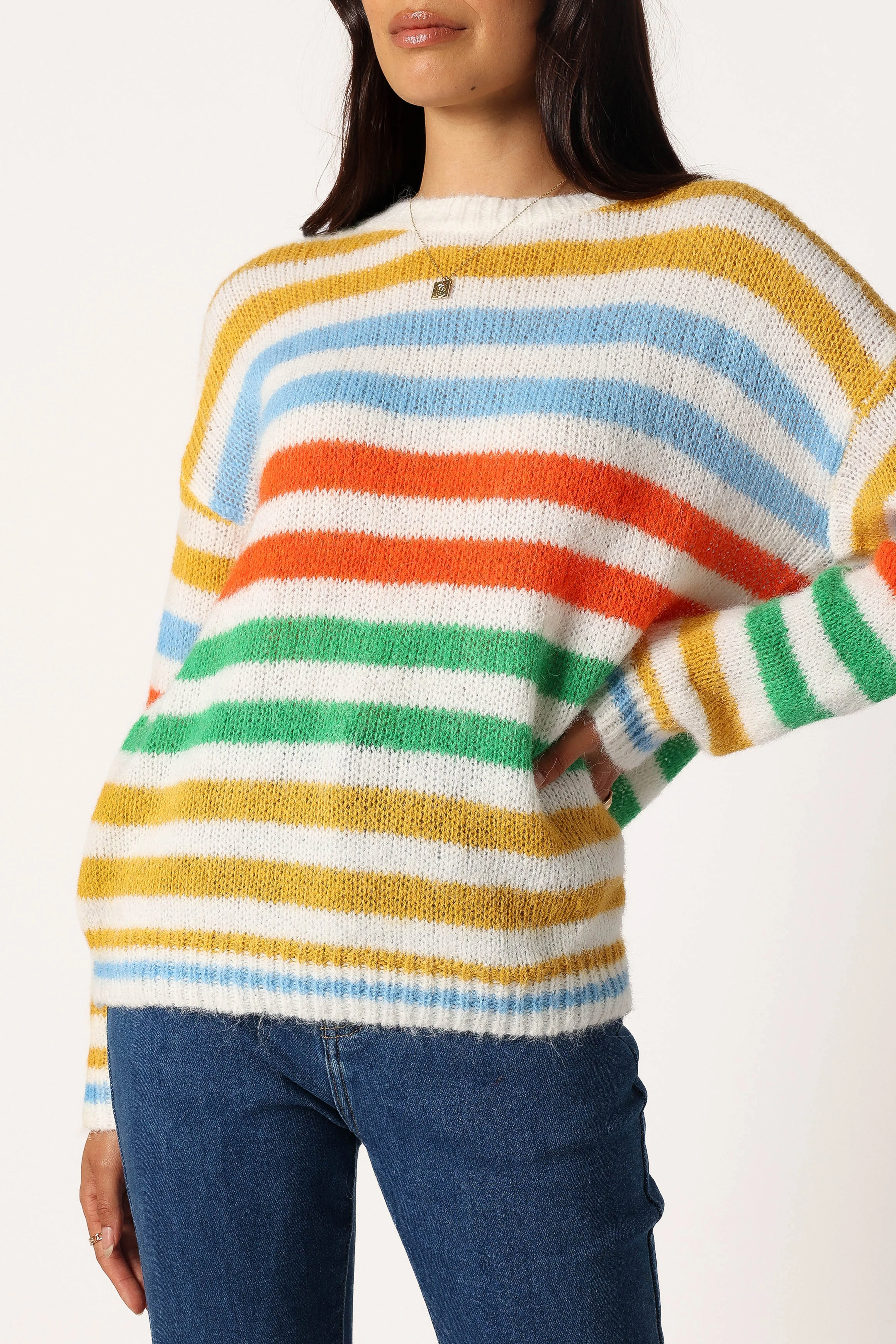 Sasha Multi Stripe Crewneck Knit Sweater - Multi