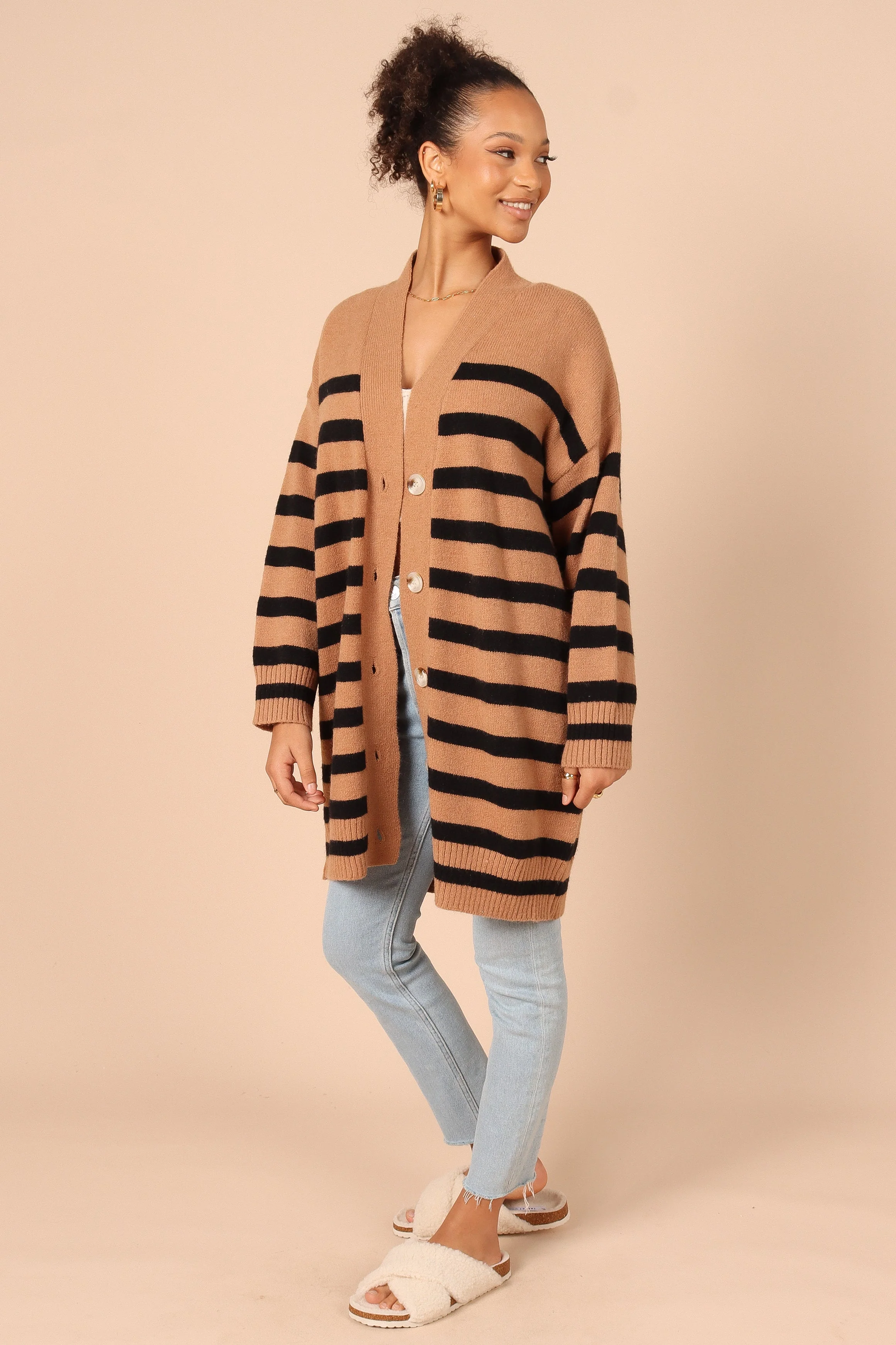 Julie Cardigan - Tan Stripe