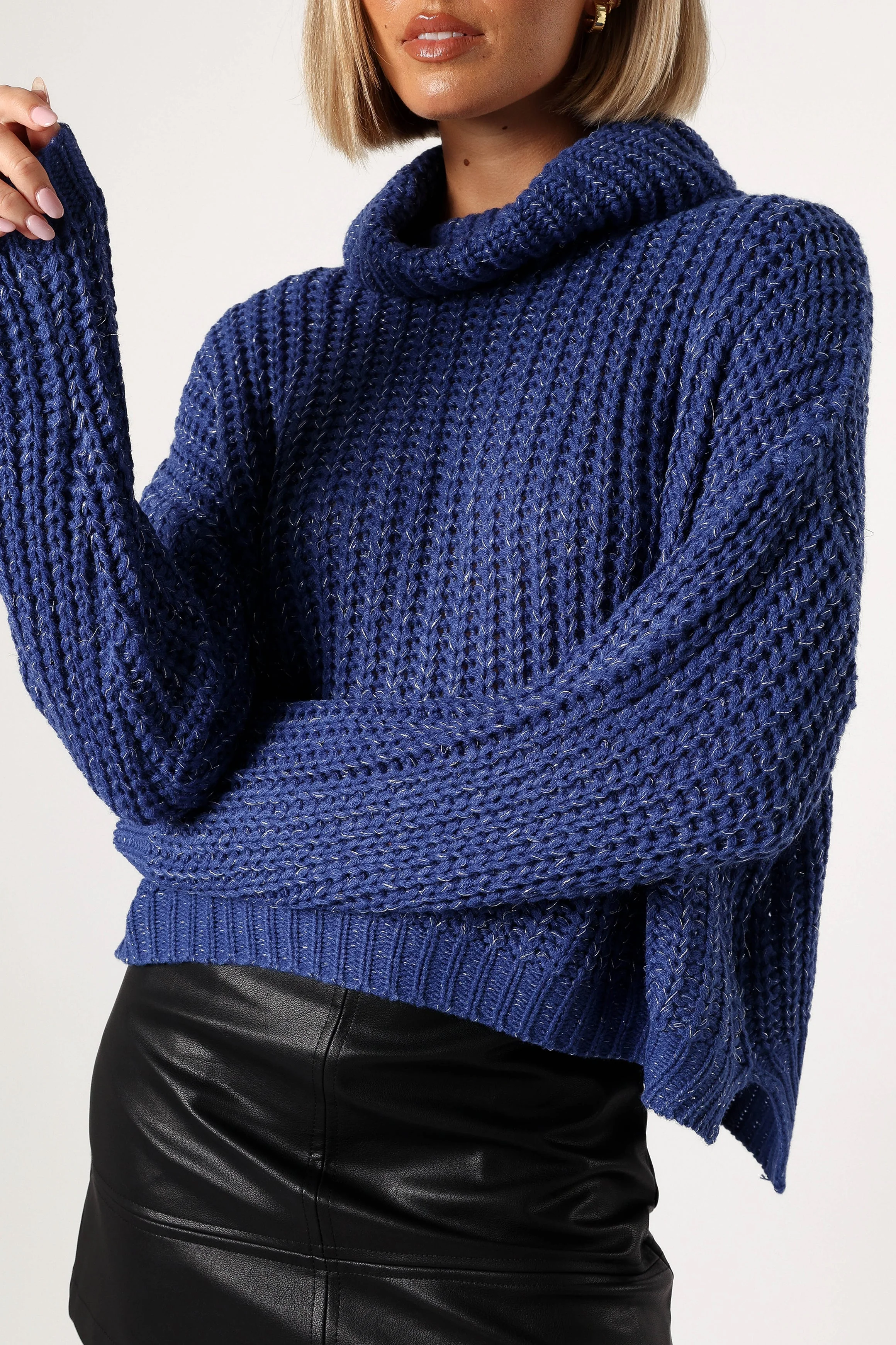 Eleanor Lurex Shine Knit Sweater - Blue