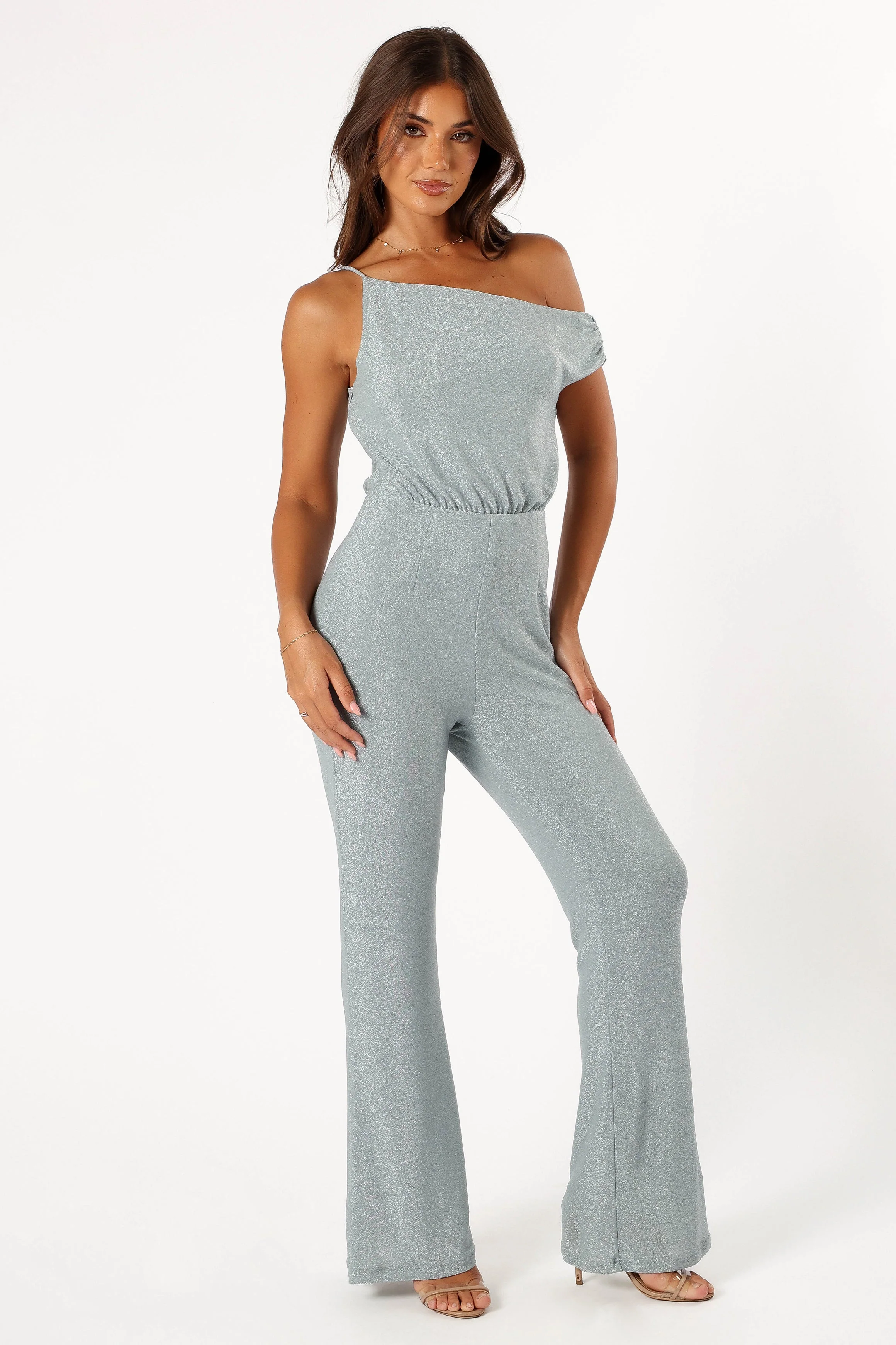 Heather One Shoulder Jumpsuit - Sage