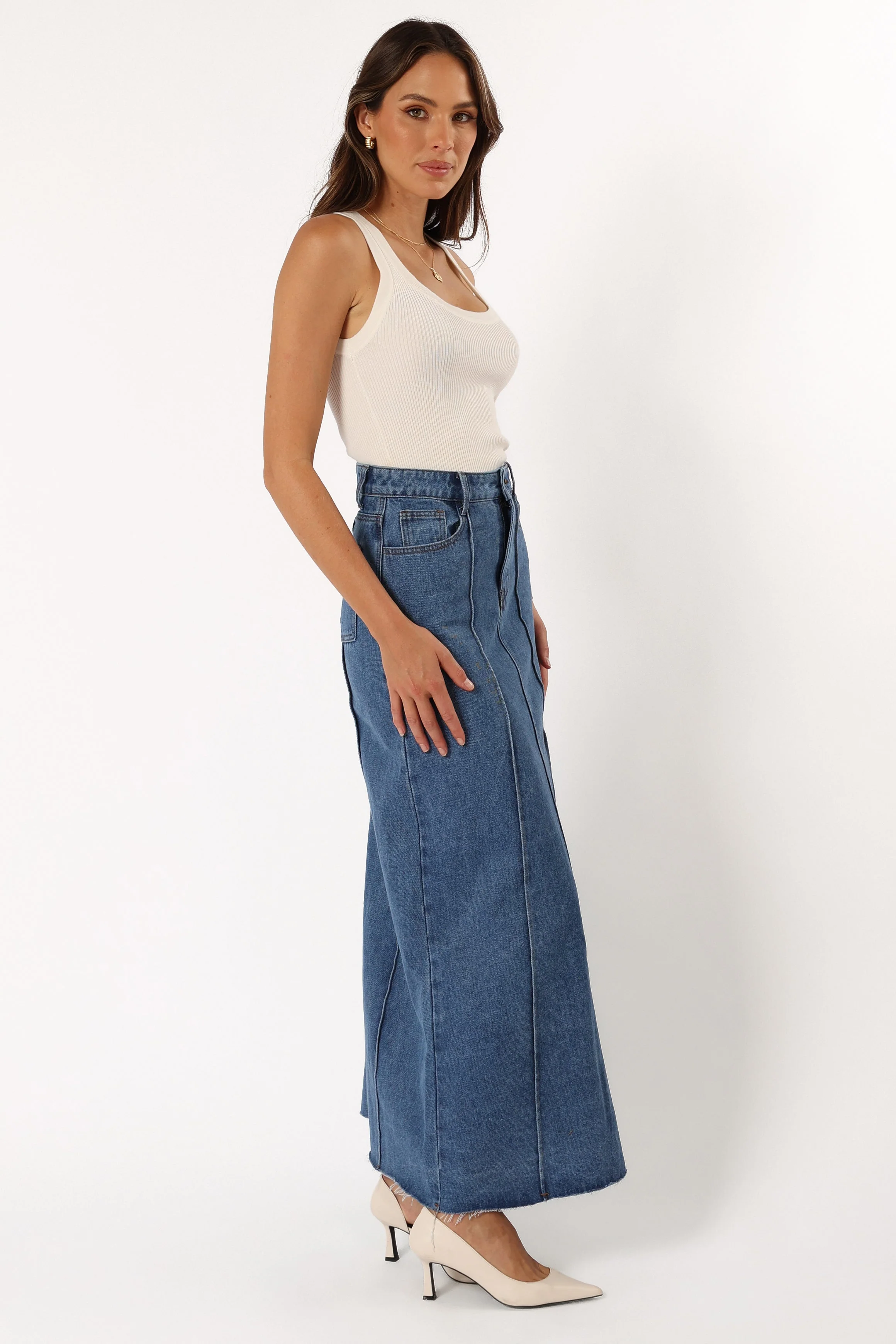 Peggie Denim Midi Skirt - Blue