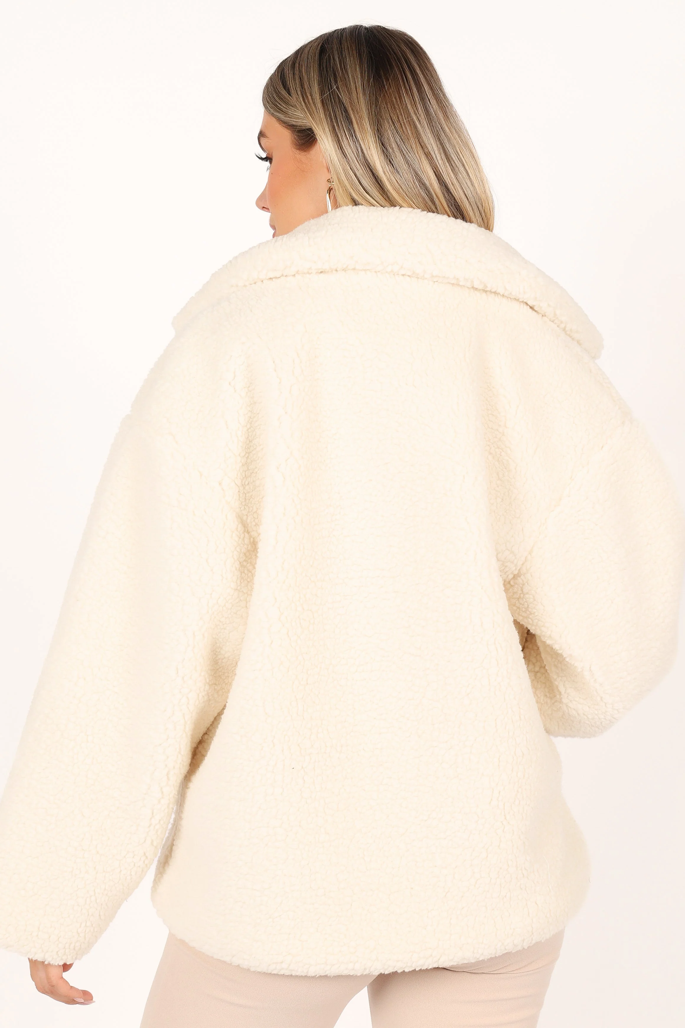 Phoenix Button Front Teddy Jacket - Cream