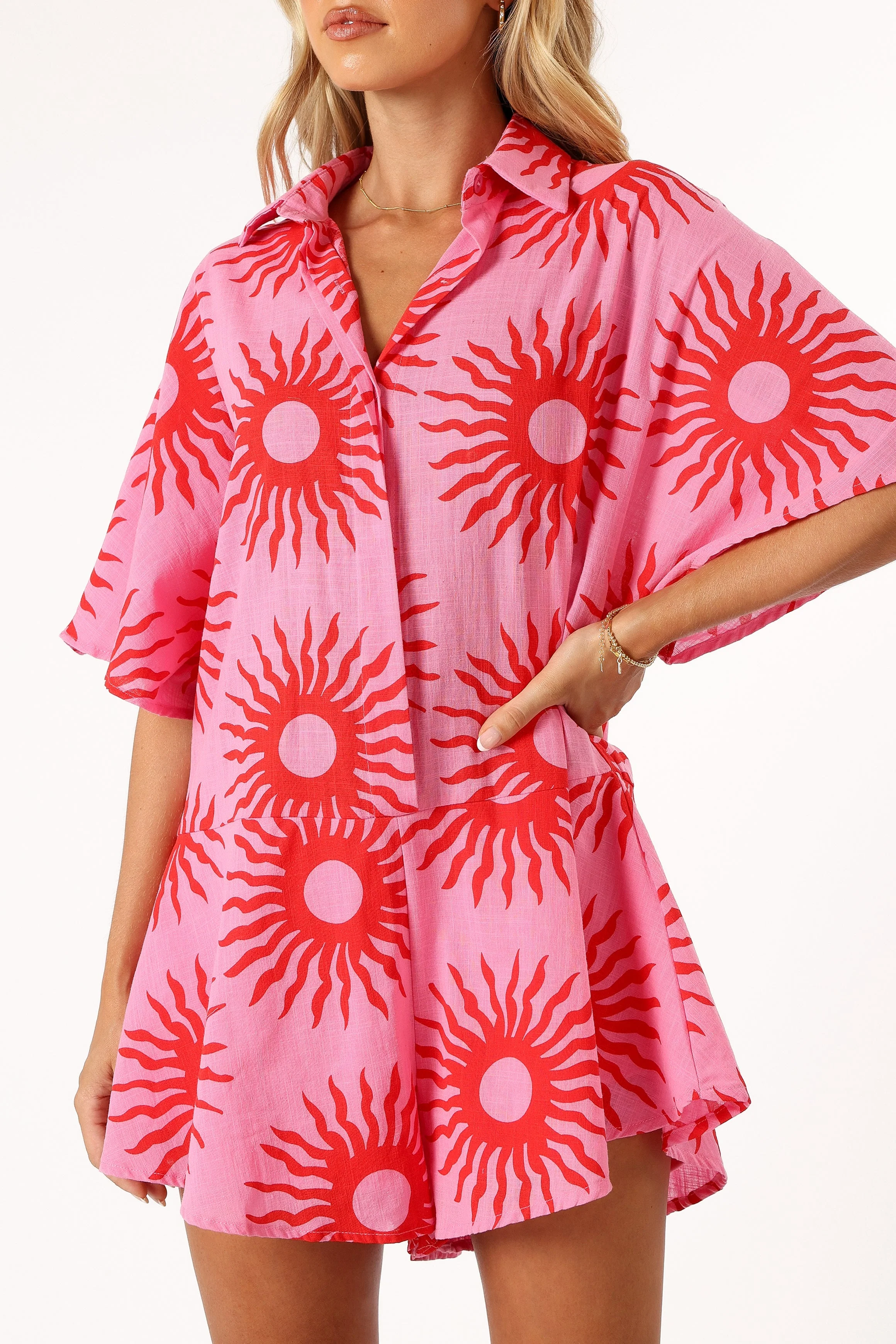 Sebastian Playsuit - Pink Red Sun Print
