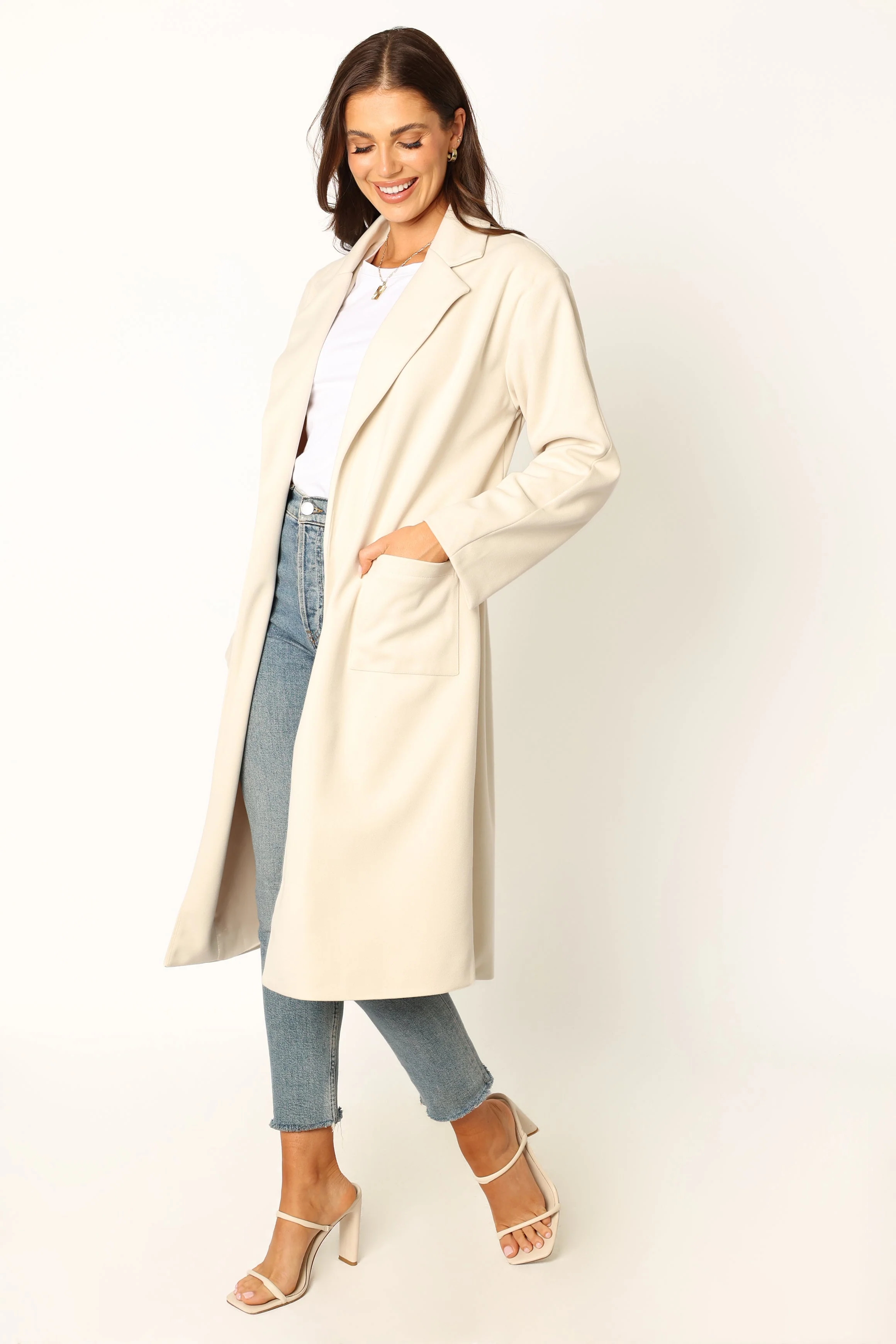 Eden Tie Front Coatigan - Beige